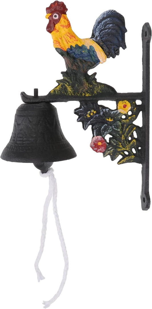 YARNOW Vintage Rooster Doorbell Cast Iron Wall Mounted Hand Cranking B