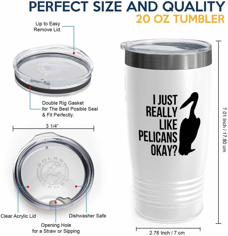 Birding White Edition Viking Tumbler 20oz - Really like Pelicans - Bird Feeder Backyard Birdwatcher Gifts Birding Bird Lover