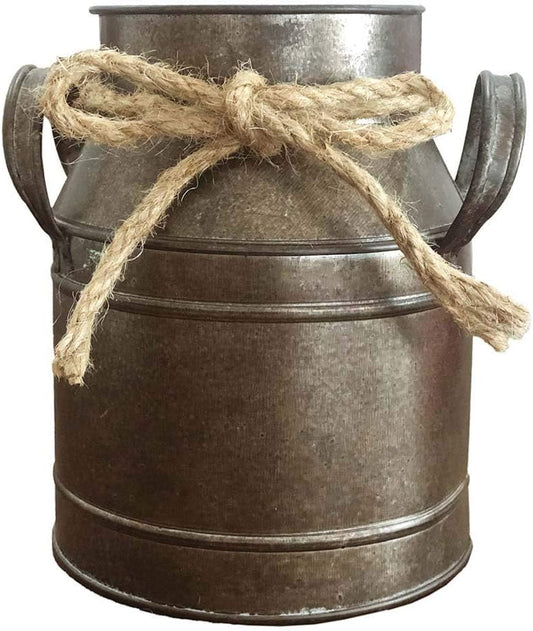 Country Flower Bronze Milk Can Planter Table Vase for Home Decor, Office Decor or Outdoor