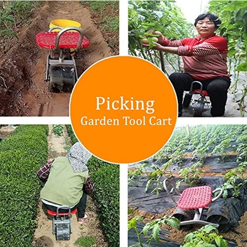 JSEIAJB Garden Cart Rolling Work Seat Garden Cart Seat Stool 360° Free Rotation