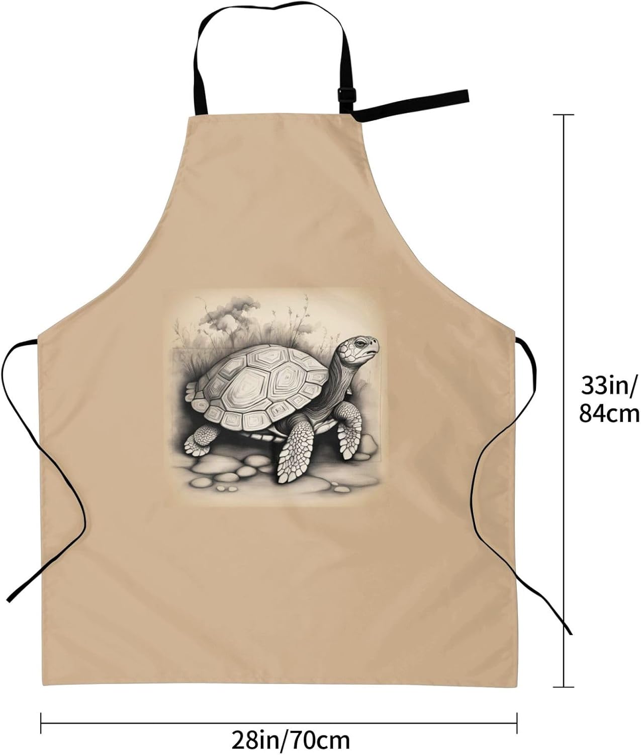 Turtle write print Waterproof chef's apron with pocket apron for kitch