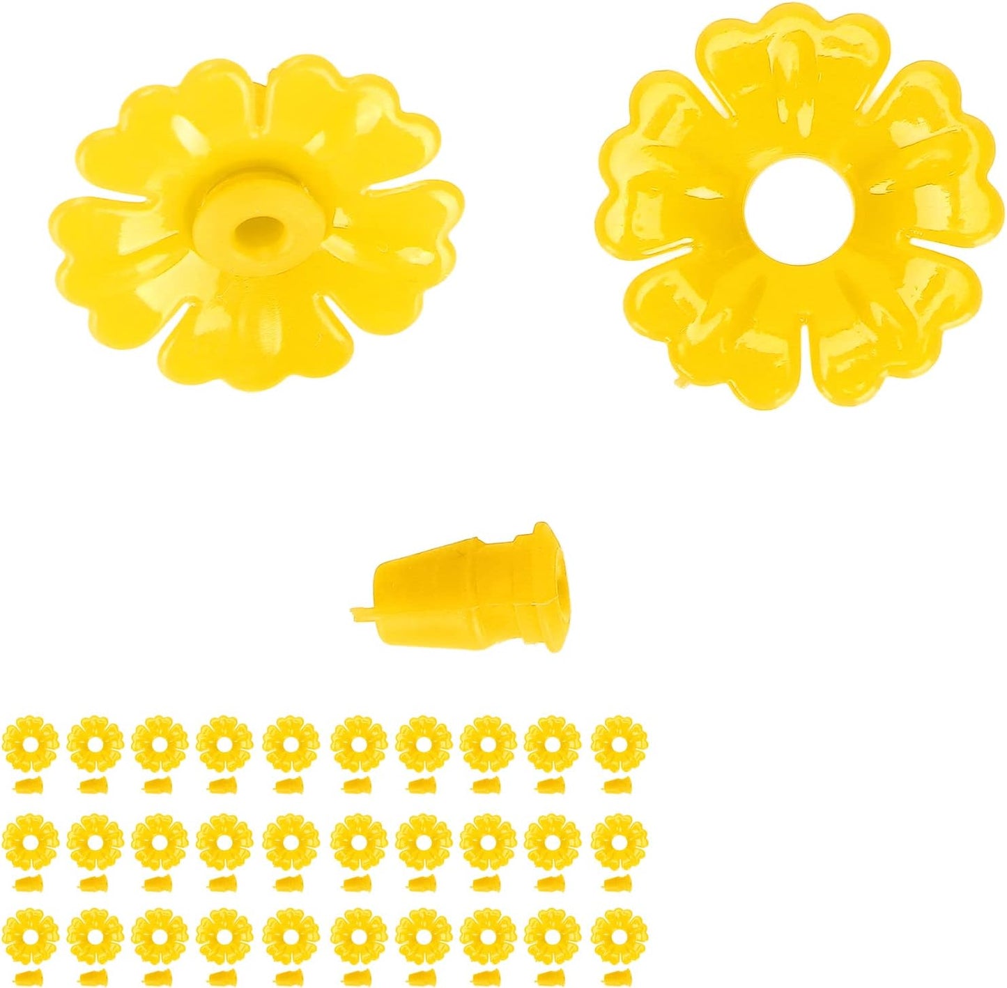 Hummingbird Feeder Replacement Flowers, 30 Pcs Hummingbird Feeder Parts, Hanging Bird Feeding Ports Replacement, Outdoors Supplies (Yellow)