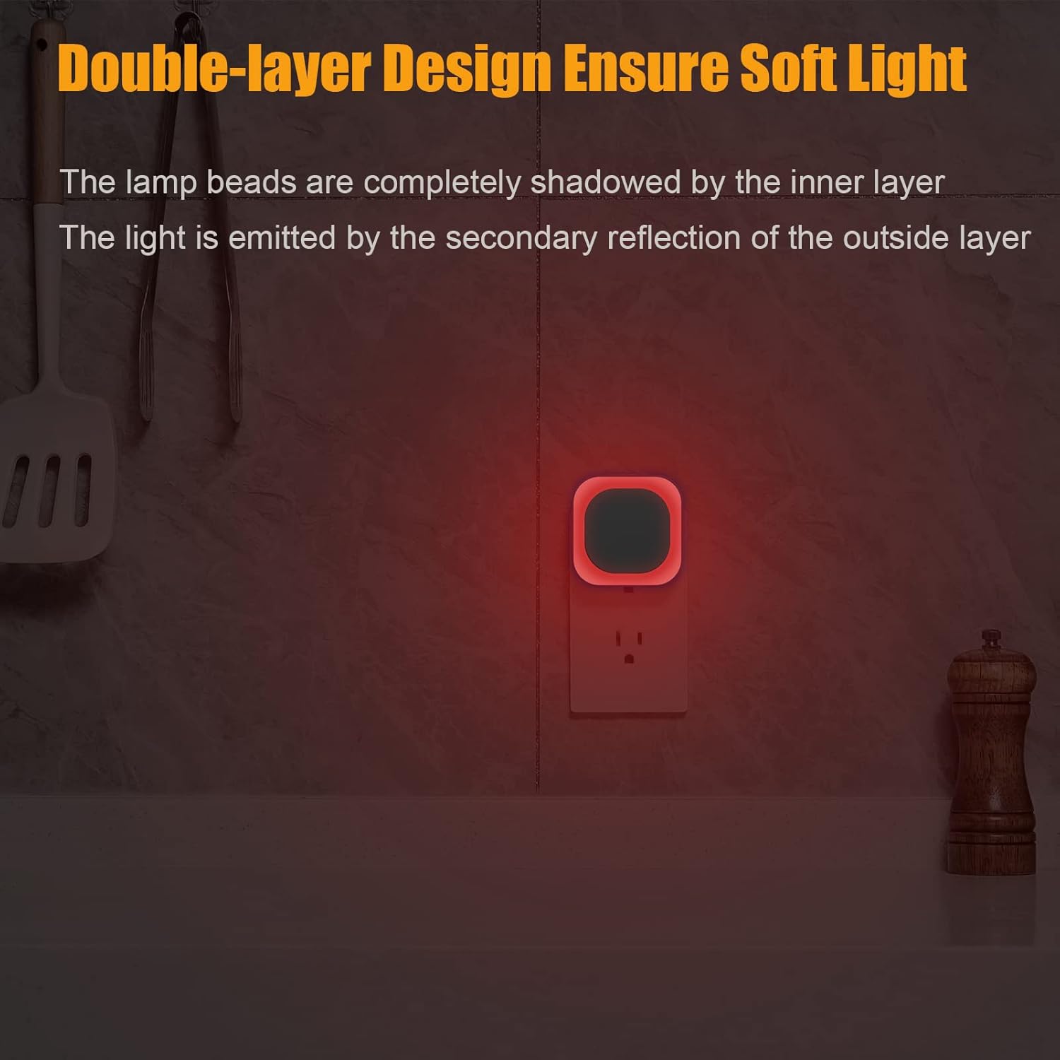 2 Pack Plug in Red Sleep Night Light, Auto Dusk to Dawn, Soft Glow, Di