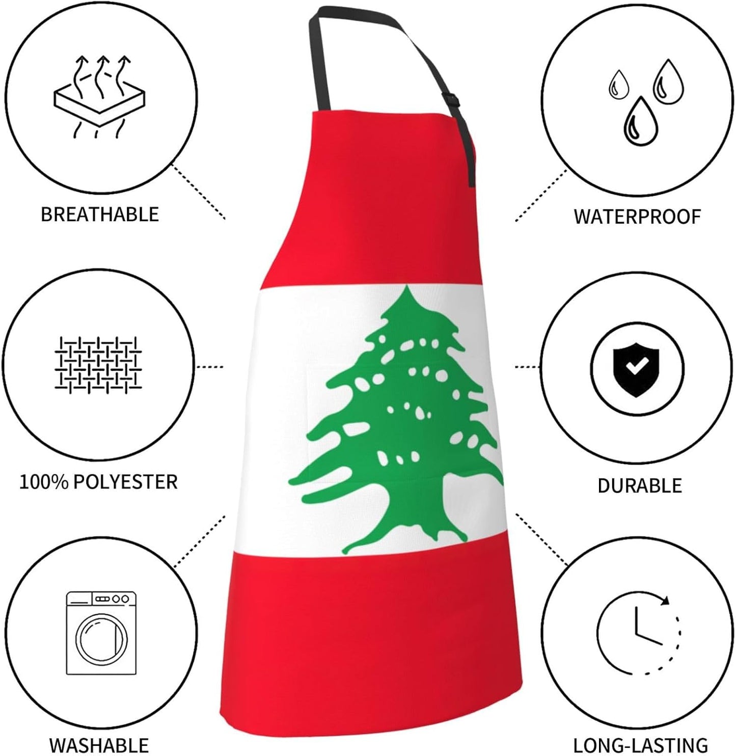 Flag of Lebanon print Waterproof chef's apron with pocket apron for kitchen cooking baking barbecue and gardening
