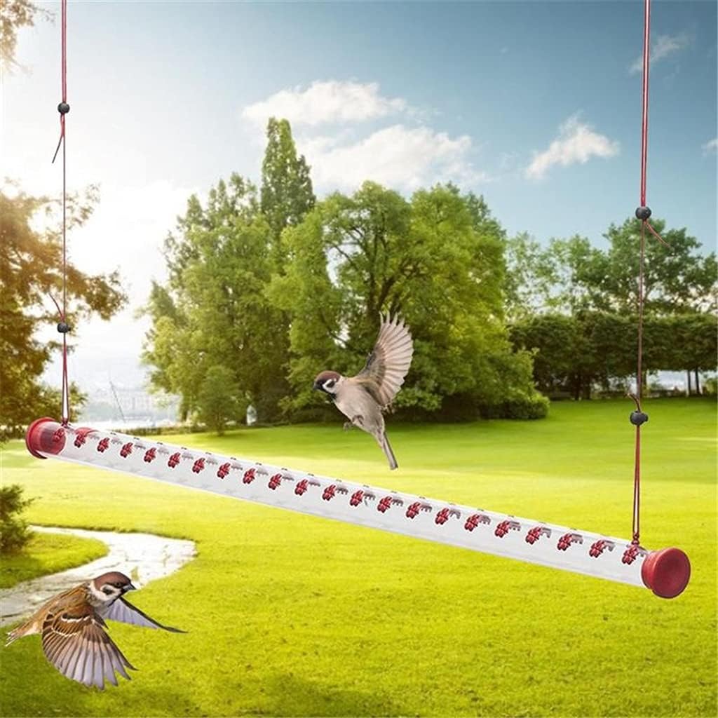 Hummingbird Feeder with Hole Birds Feeding Hanging Transparent Pipe Easy to Use Patio Garden Yard Outdoor Decor (Color : Clear Size : 40cm) (Clear 50cm)