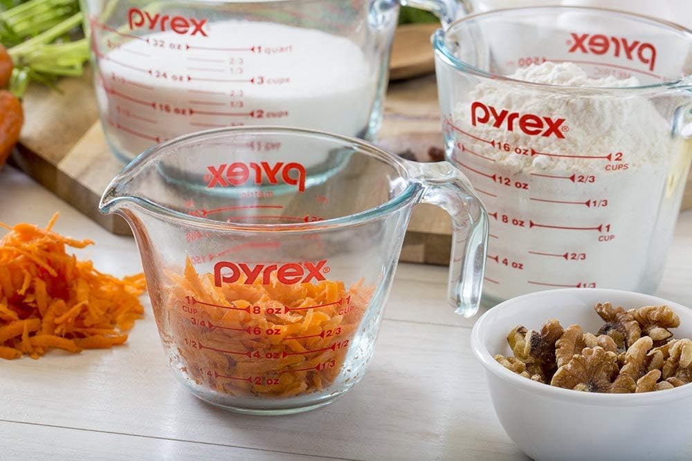 Pyrex Essentials (3-Pack) Glass Measuring Cups Set, (1, 2 & 4 Cup) Mea