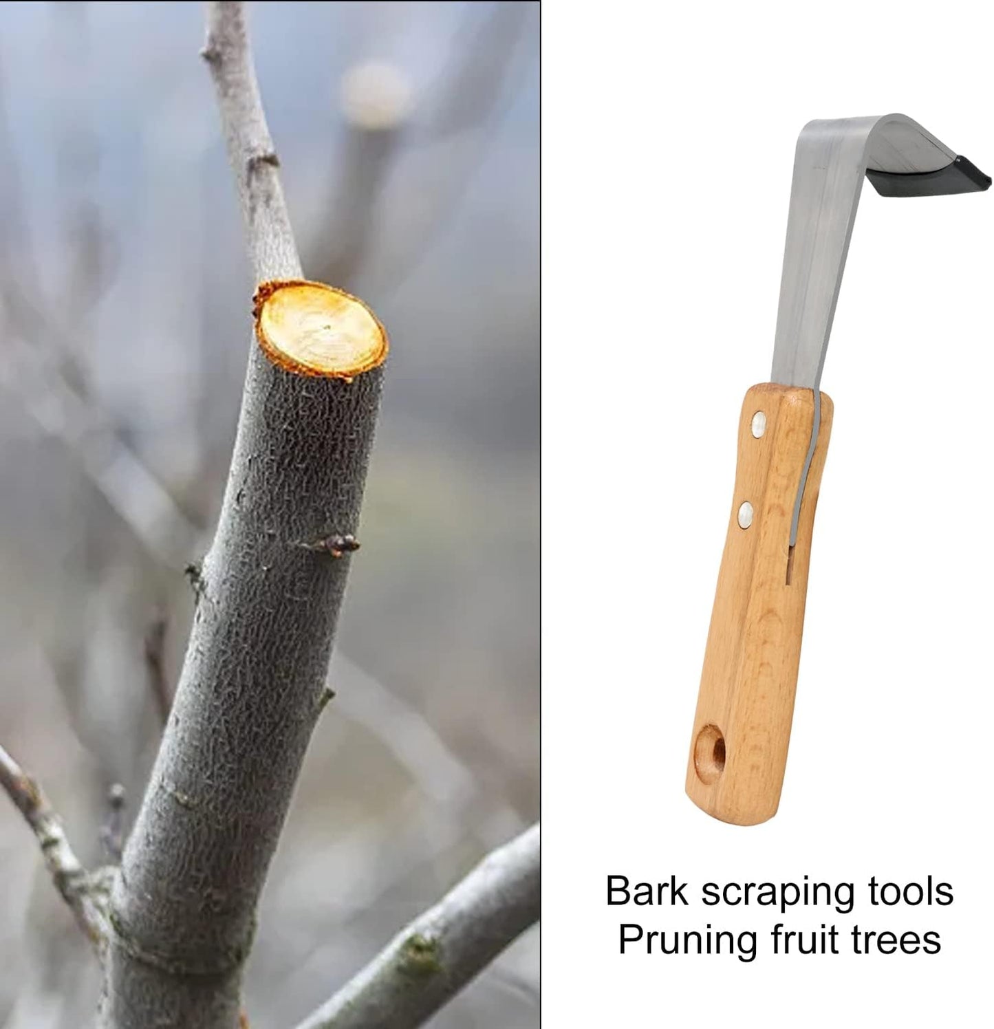 Honbay 1PCS Bark Removal Tool Log Peeler Tool Small Bark Stripping Tool with Wood Handle for Patio Lawn Yard Tree Debarking and Cutting