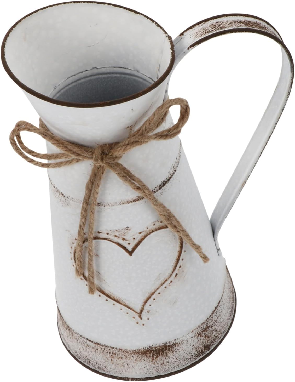 Vintage Style Vase Pot Desktop Ornament Rustic Farmhouse Galvanized Bucket Decor with Handle
