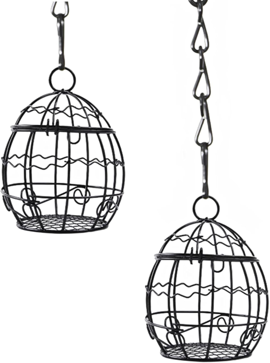 Chchmu Bird Feeders for Outdoors, 2 Pcs Metal Birdcage Shaped Bird See