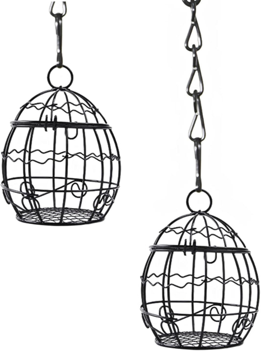 Chchmu Bird Feeders for Outdoors, 2 Pcs Metal Birdcage Shaped Bird See