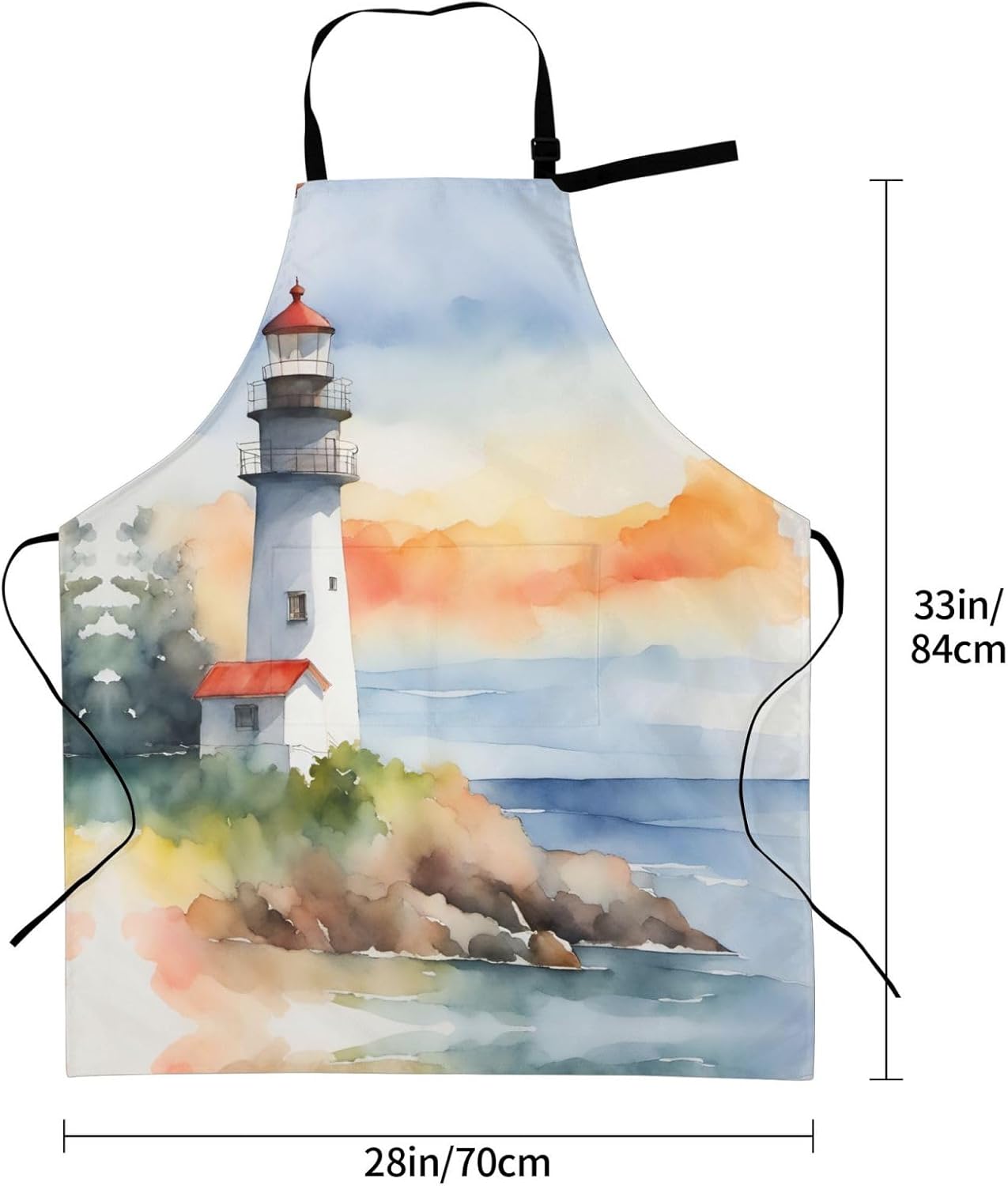Lighthouse print Waterproof apron with pocket adjustable cooking apron for adult kitchen bibs to bake
