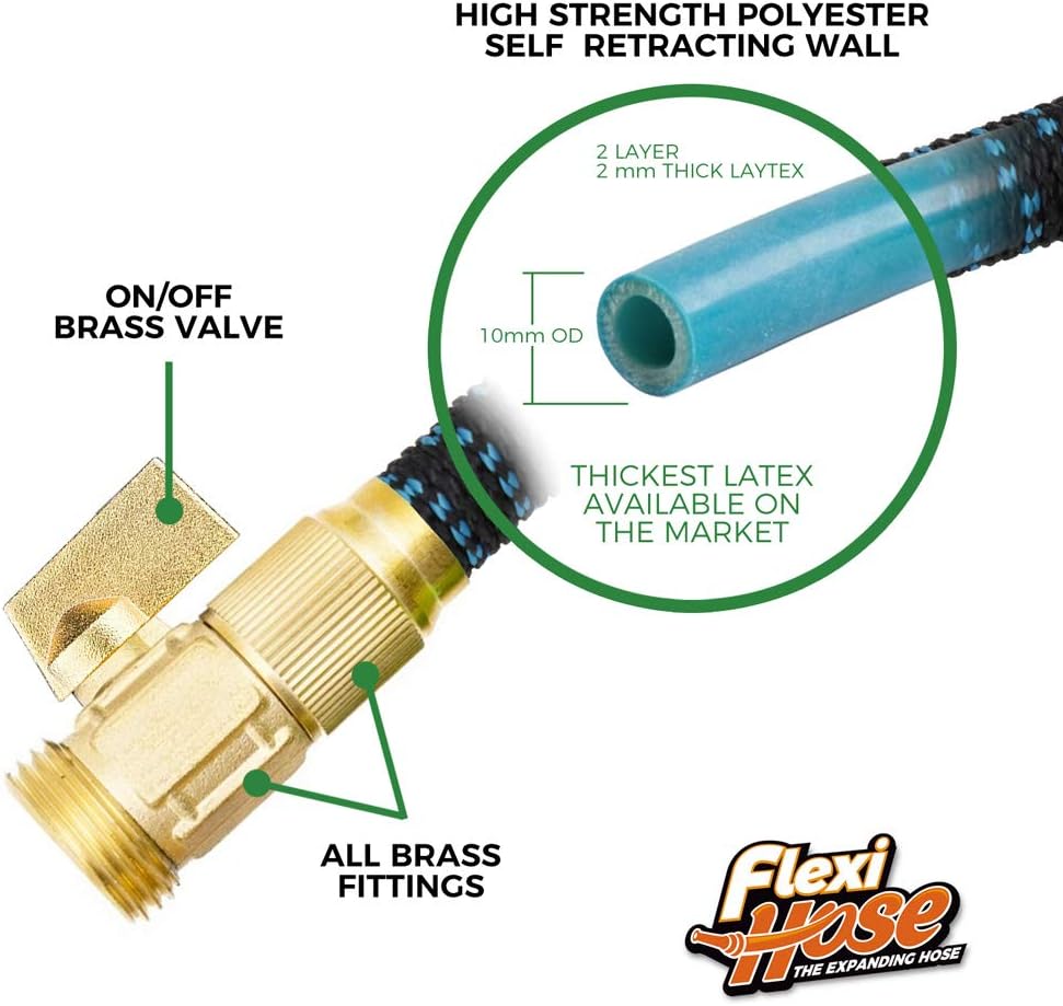 Flexi Hose Expandable Garden Hose with 8 Function Nozzle, 50FT - Light