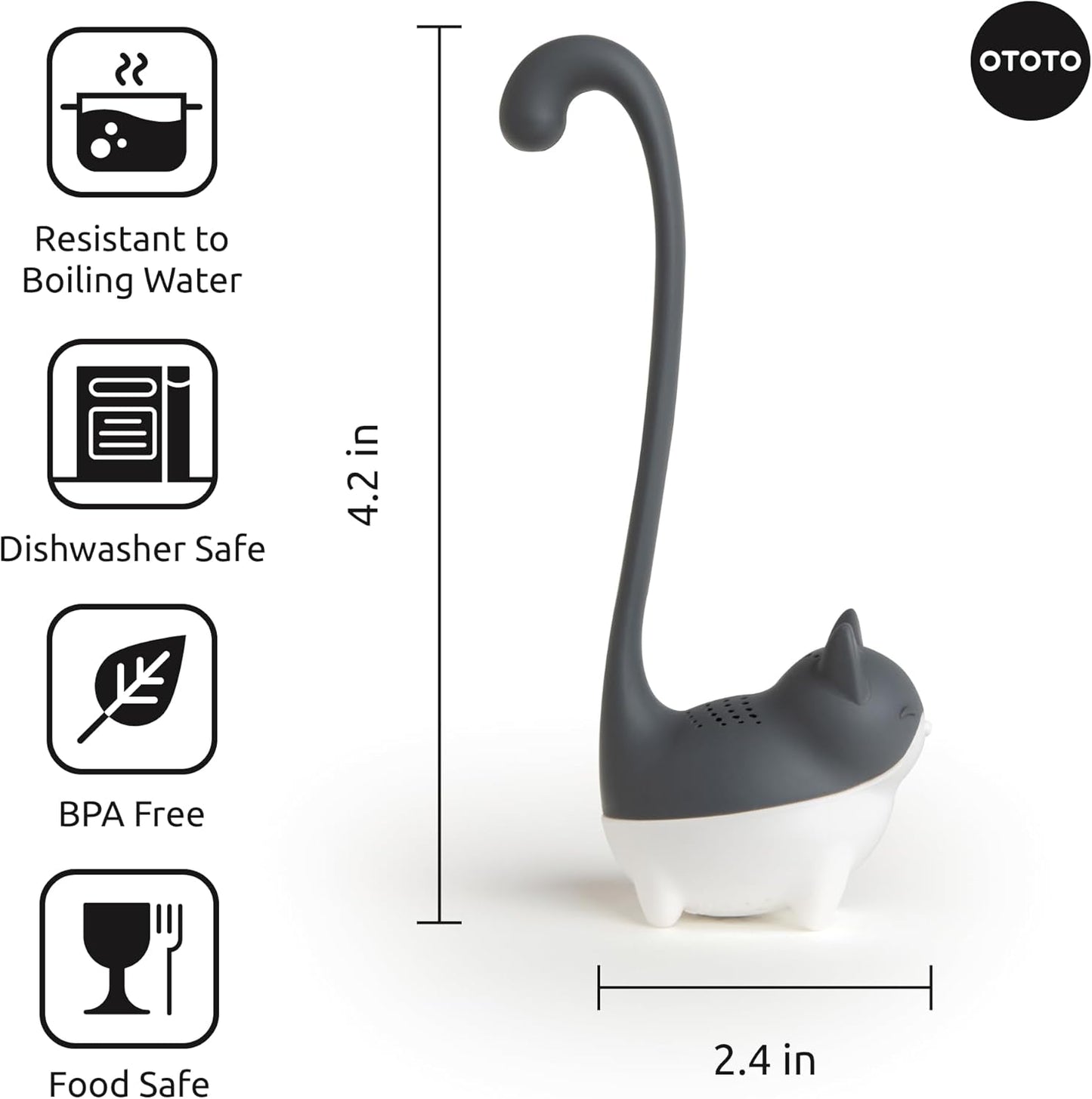 OTOTO Louie Cat Tea Infuser - Cats Loose Leaf Steeper & Diffuser, Tea 