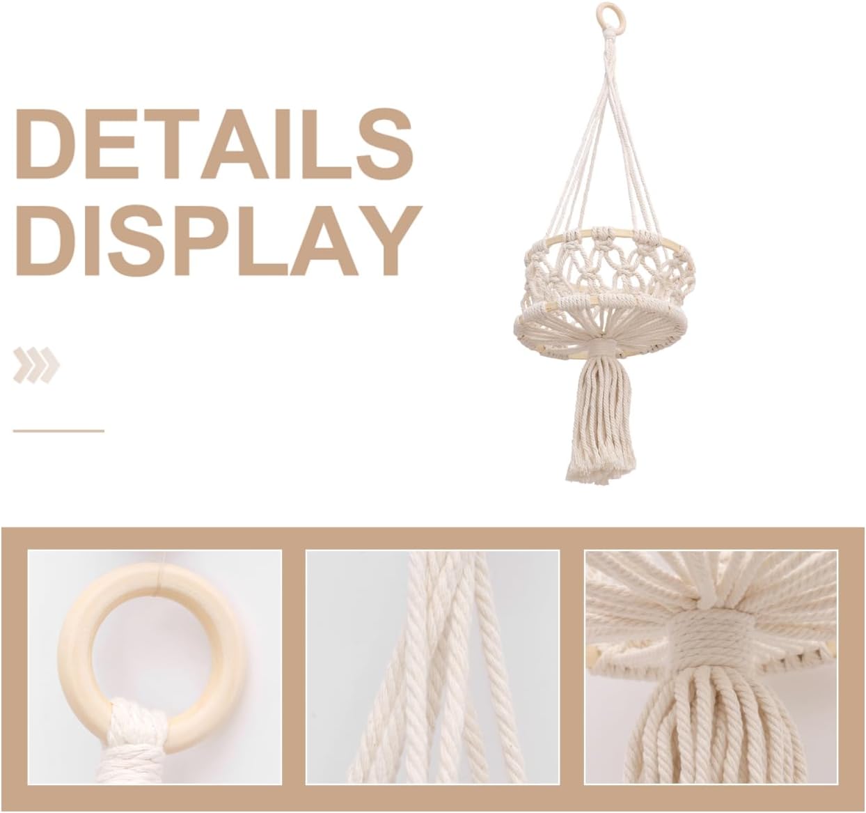 Cabilock Handwoven Cotton Rope Plant Hanging Holder Single Indoor Basket Decor for Wall Ornament Woven Rope Flower Pot for Home and Wedding Decoration