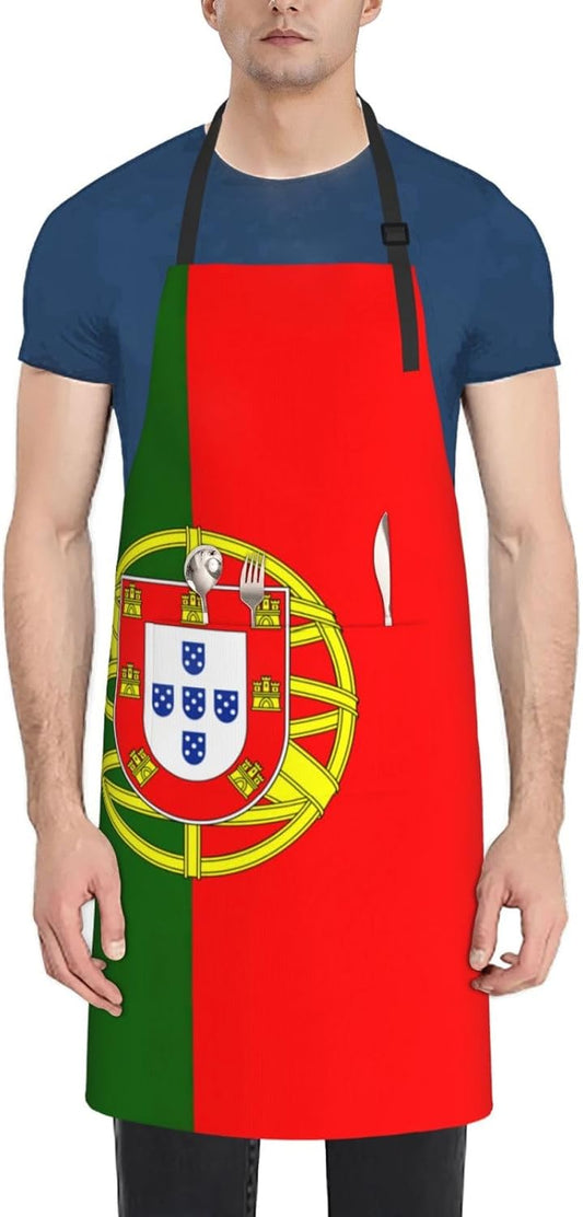 Portuguese flag print Waterproof apron with pocket adjustable cooking apron for adult kitchen bibs to bake