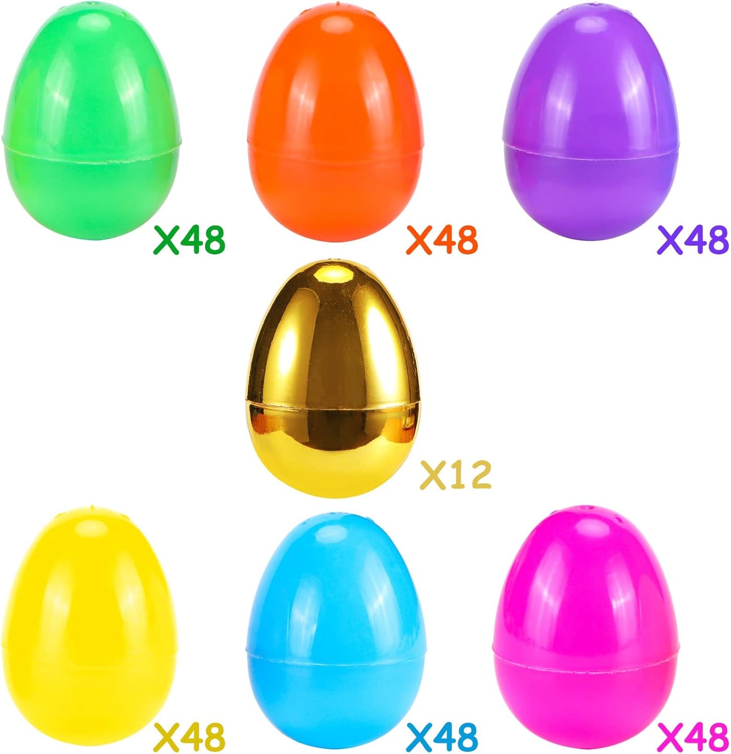 NEWBEA 288 Easter Eggs -2.36" Bright Colors Plastic Easter Eggs Empty Include 18 Golden Eggs Perfect for Eggs Hunt, Easter Basket Stuffers, Party Favors