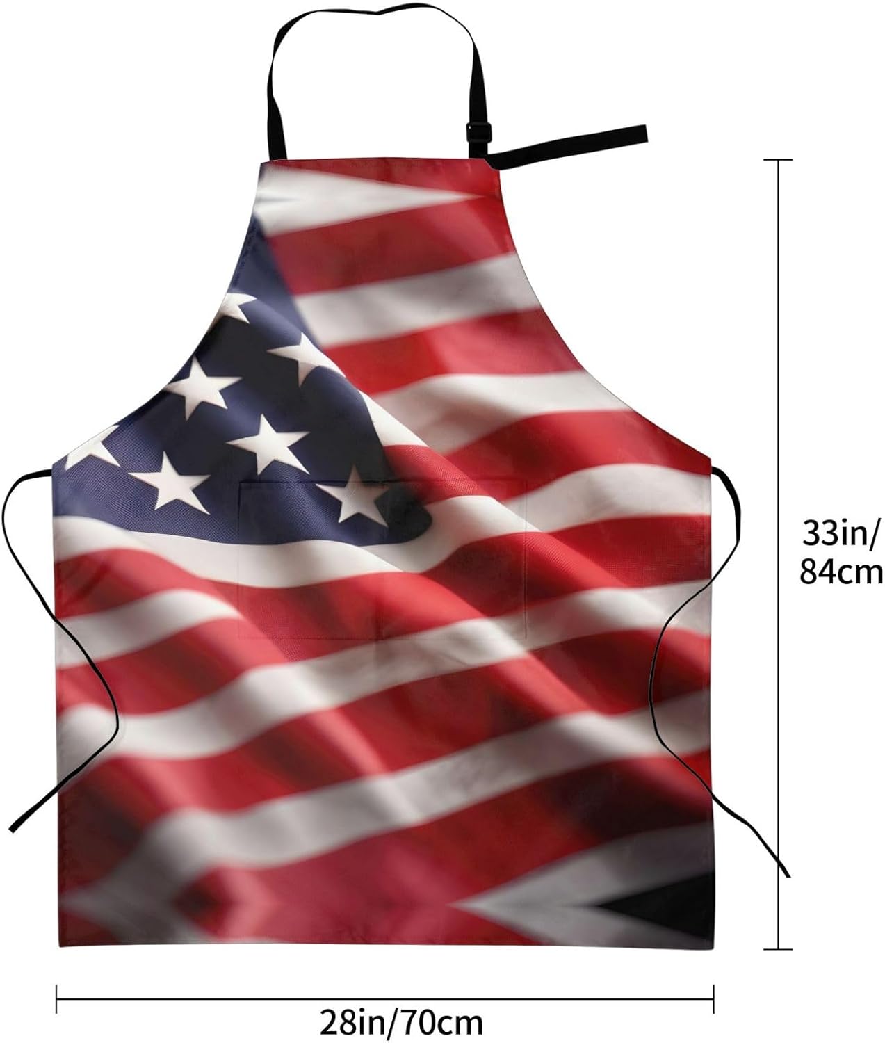 American Flag Print Laundry apron 28x33 In Waterproof Kitchen Apron with Pockets for Cooking Baking