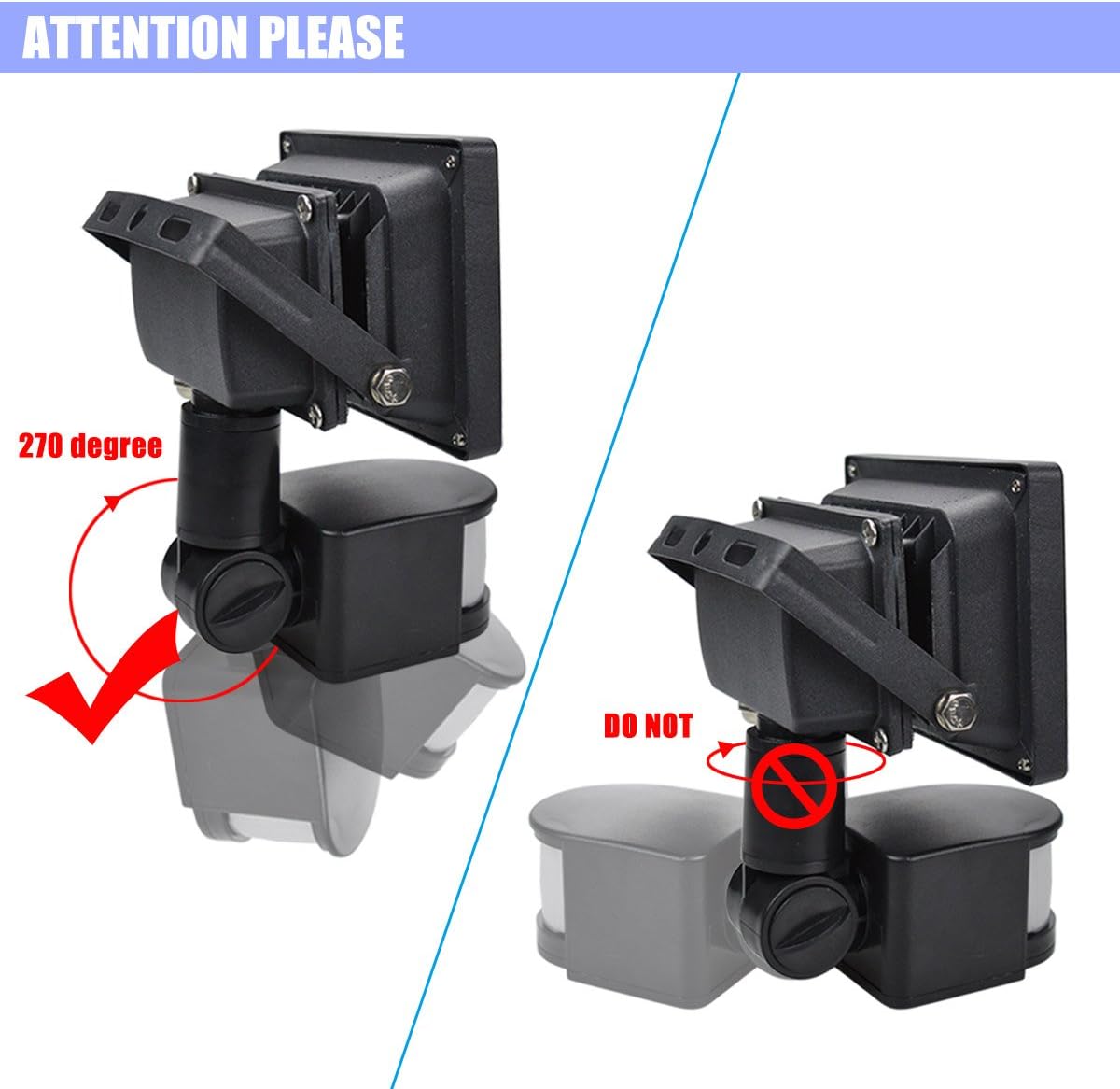 LED Motion Sensor Flood Light 12V DC 10W Mini Lights IP65 Waterproof Outdoor Light 800LM,6000K Daylight White Security Light with PIR 80W Halogen Bulb Equivalent [NO Plug]