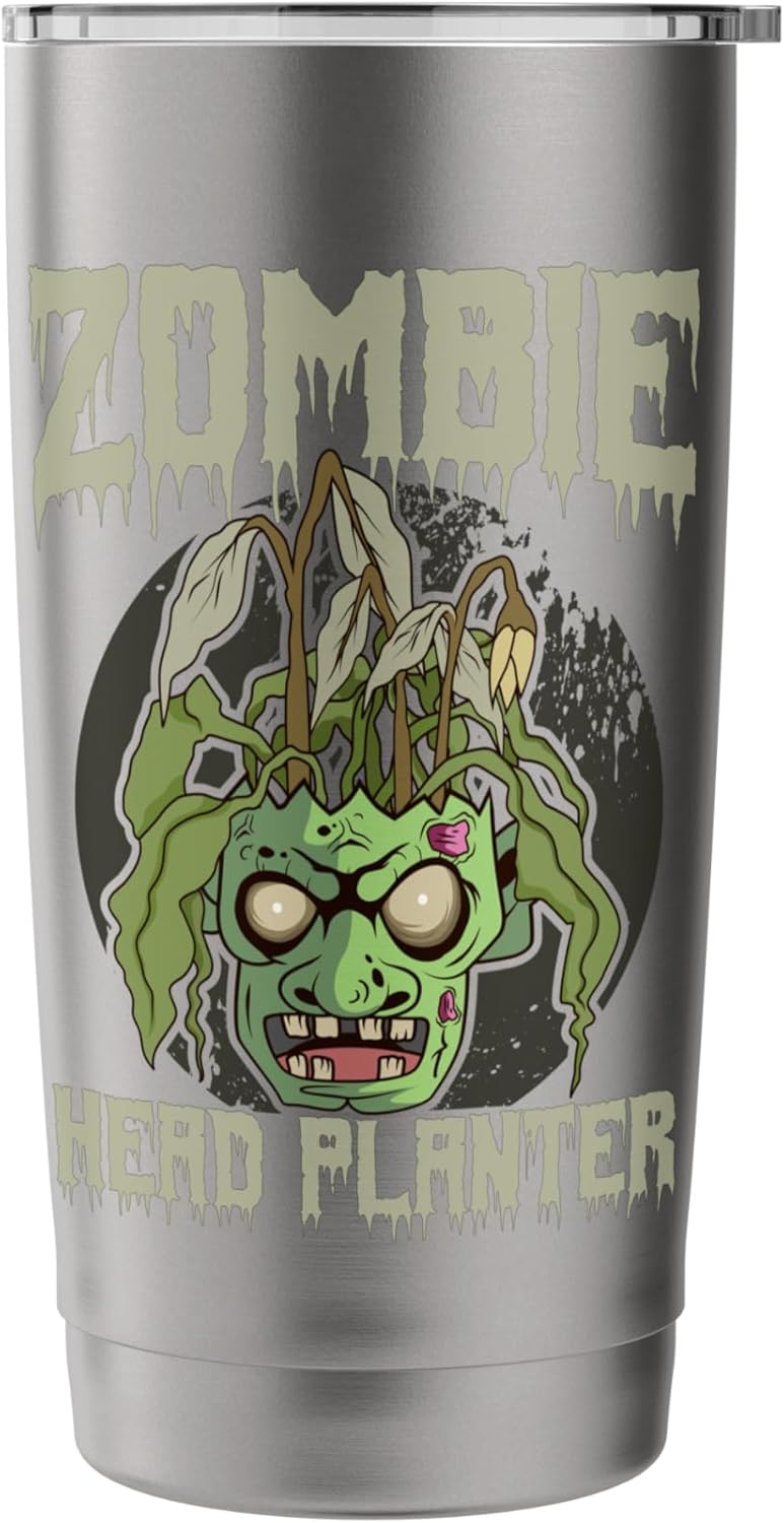 Zombie Head Planter Pot Garden Gardening Halloween Stainless Steel Insulated Tumbler