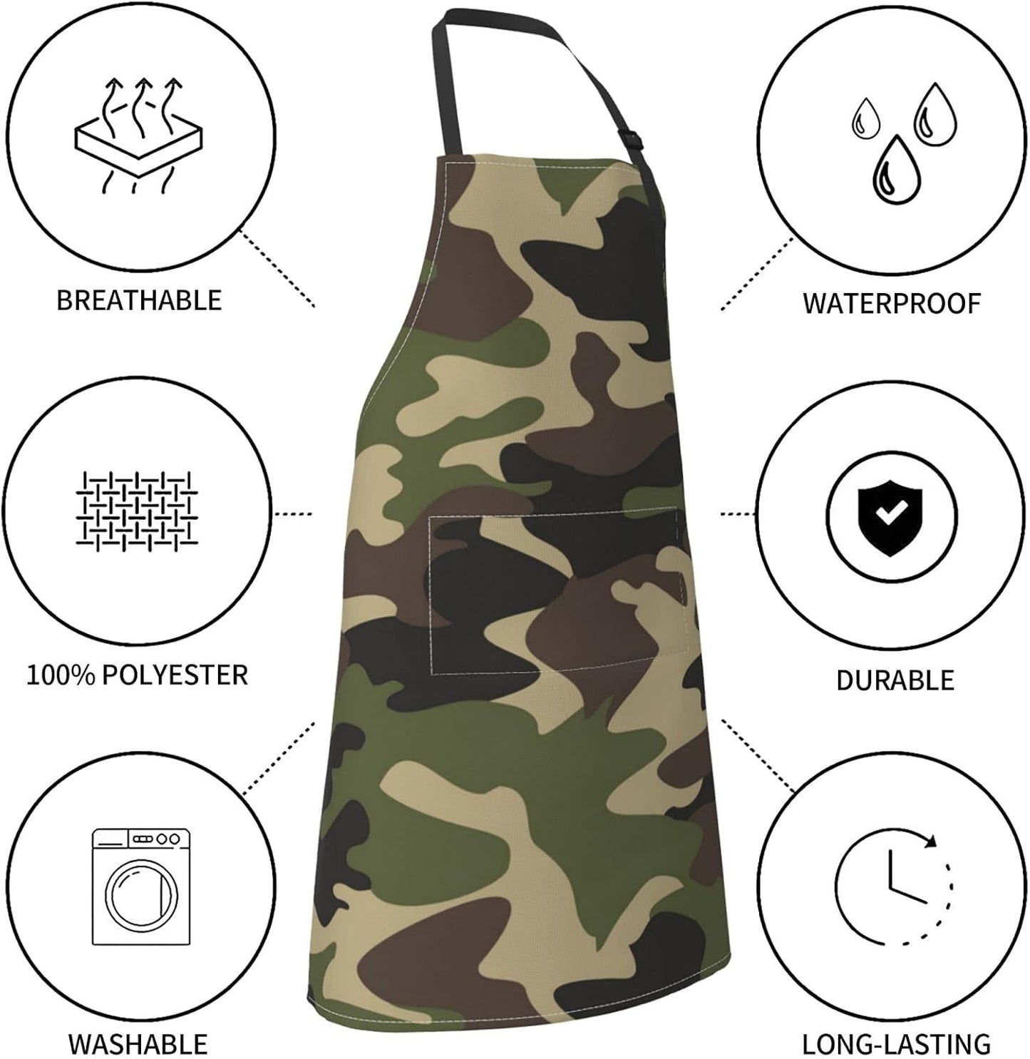 Perinsto Waterproof Apron with 2 Pockets Kitchen Chef Aprons Bibs for 