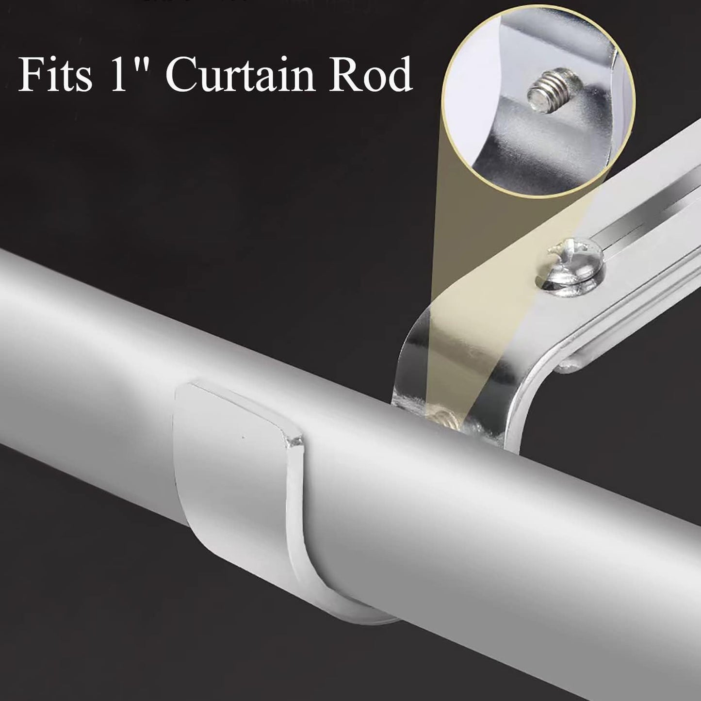 Premium Curtain Rod Brackets - 2 Pack Adjustable Wall Mounts, Curtain Rod Holders for 1 Inch Rod (Black)