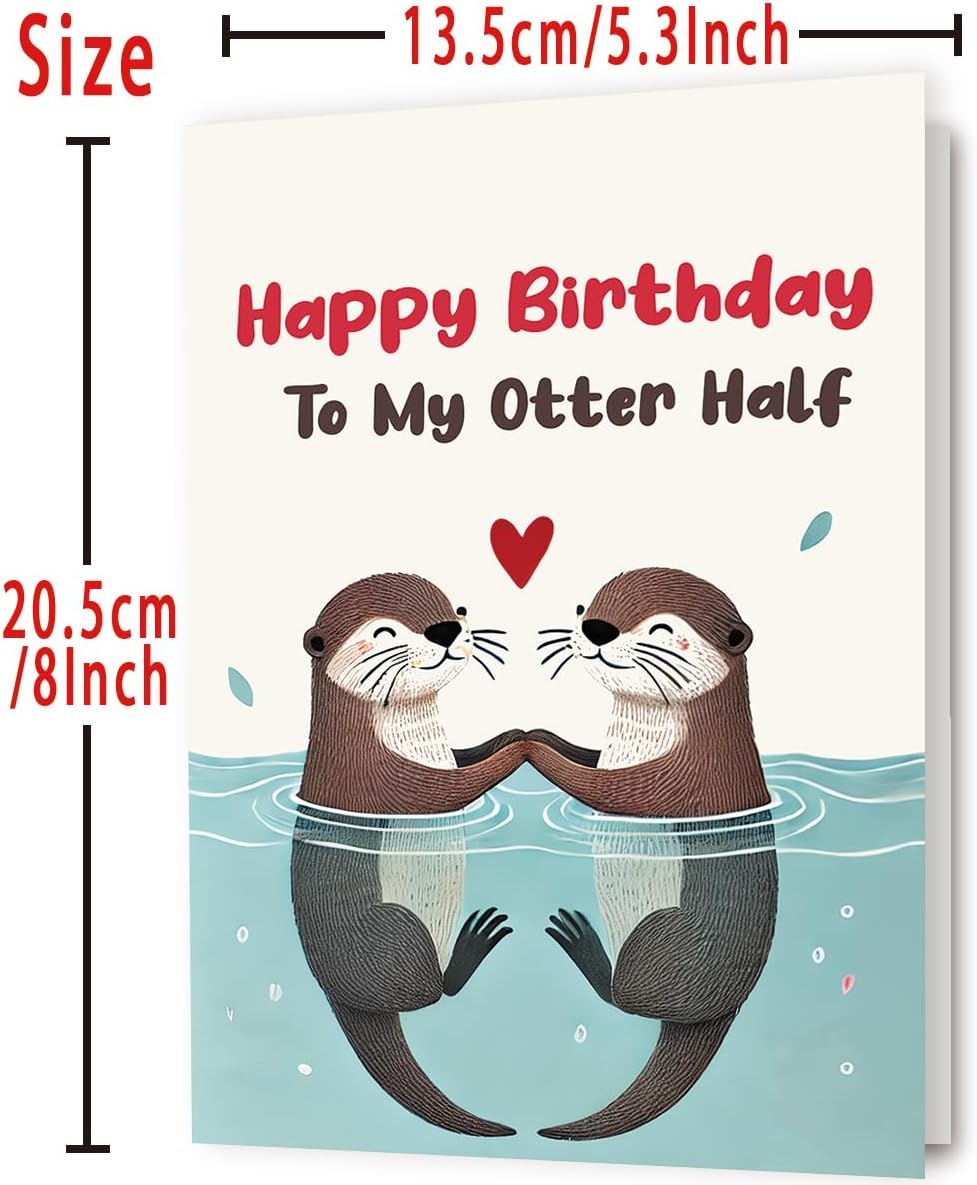 Happy Birthday Gifts Cards for Husband Wife Boyfriend Girlfriend, Funny Birthday Card for Men Women Him Her, Cute Otter Gifts