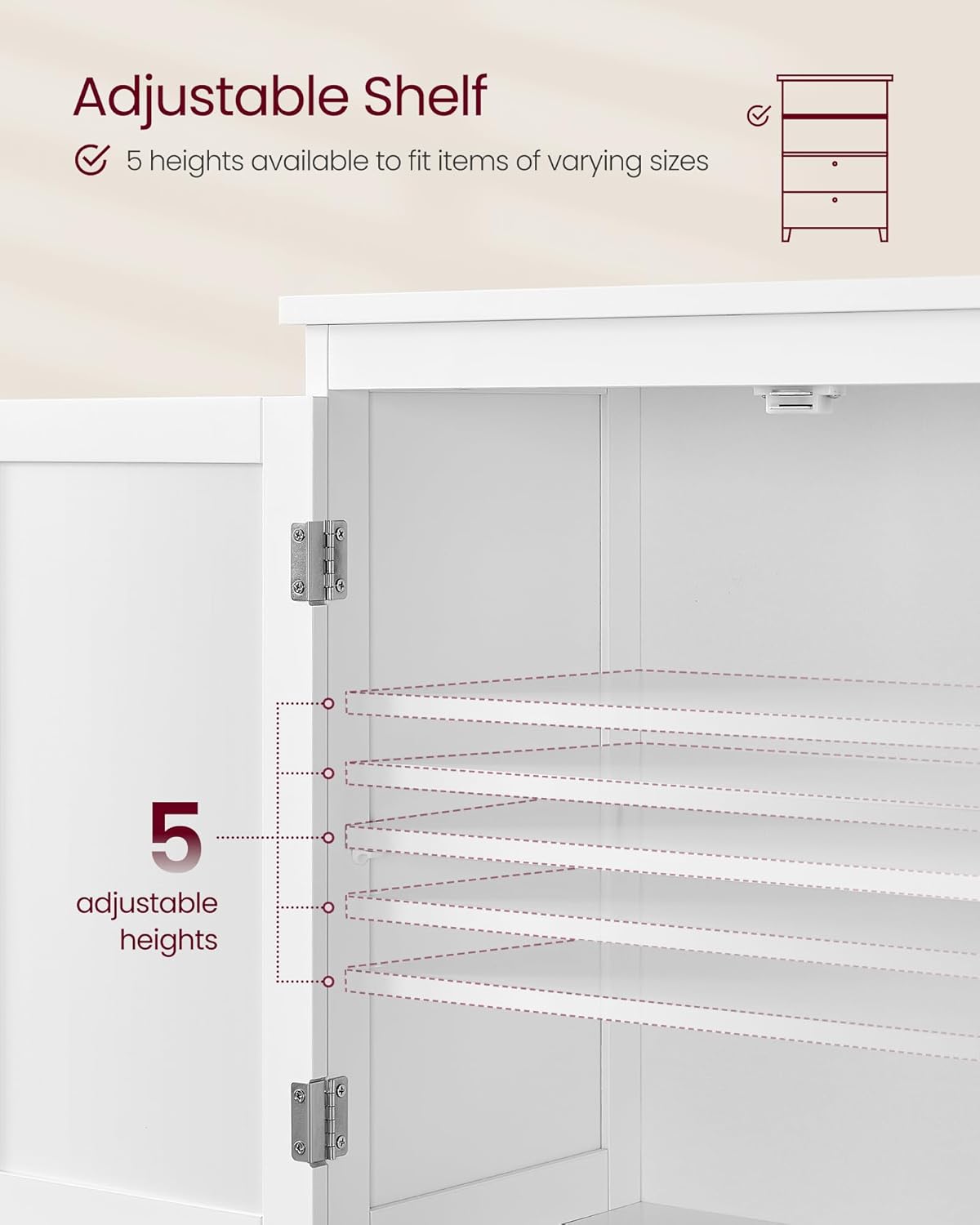VASAGLE Bathroom Floor Storage Cabinet, Bathroom Storage Unit, Freesta