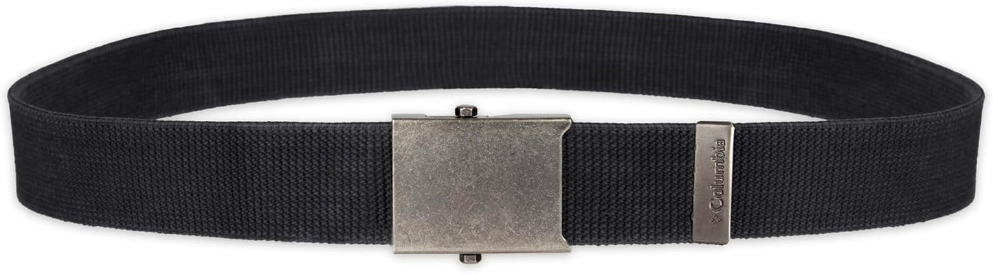 Columbia Men's Military Plaque Buckle Fabric Belt- One Size 42" Length