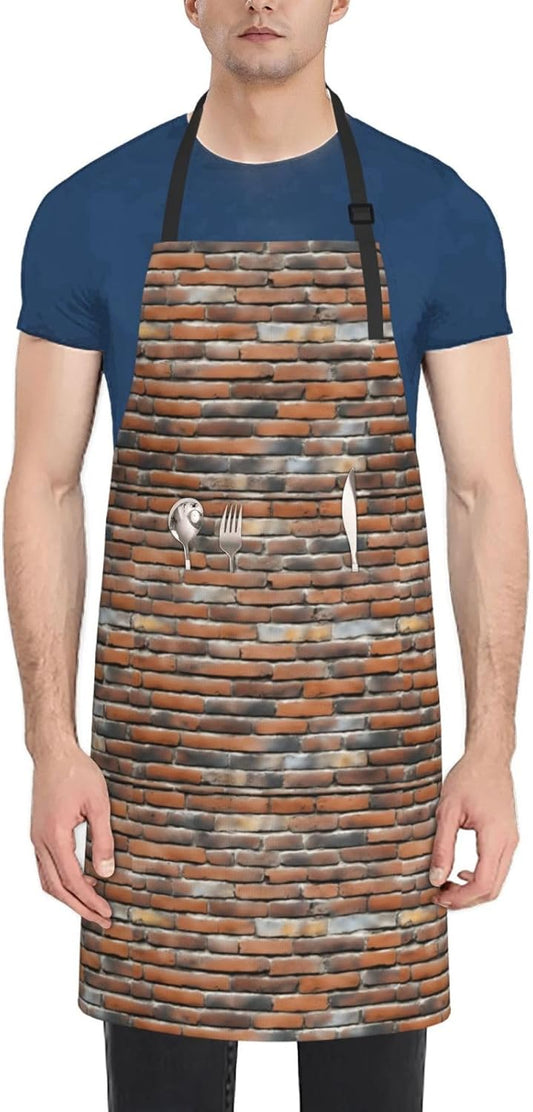 YANYU Old Brick Wall Print 28x33 In Kitchen Apron Stylish Chef Apron w