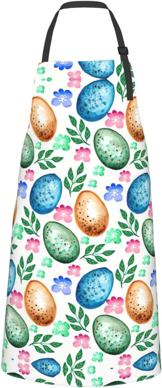 Easter Eggs print Waterproof apron with pocket adjustable cooking apron for adult kitchen bibs to bake