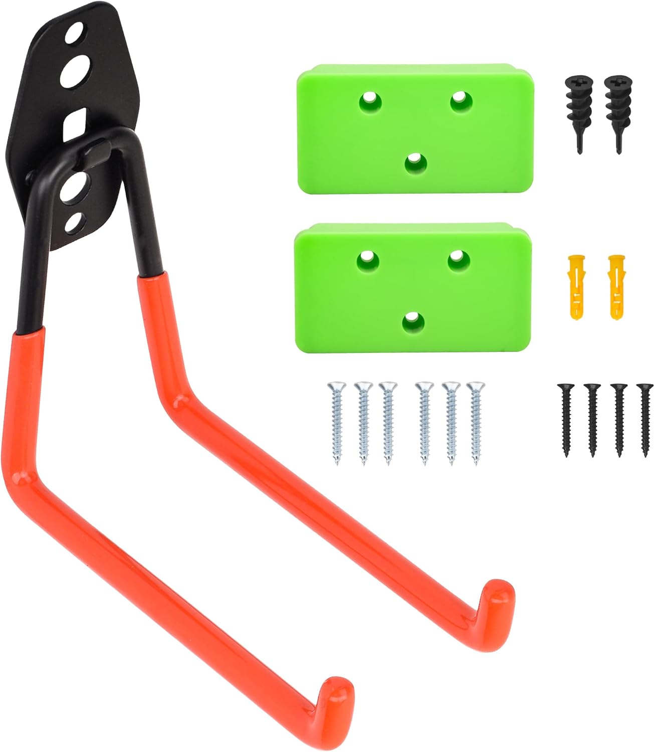 Garage Hooks for Hanging Bike, Utility Steel Garage Storage Hook for Hanging Bike, Ladder and Garden Tools w/Garage Storage Hooks Attachment & Battery Mount Holder for Ego