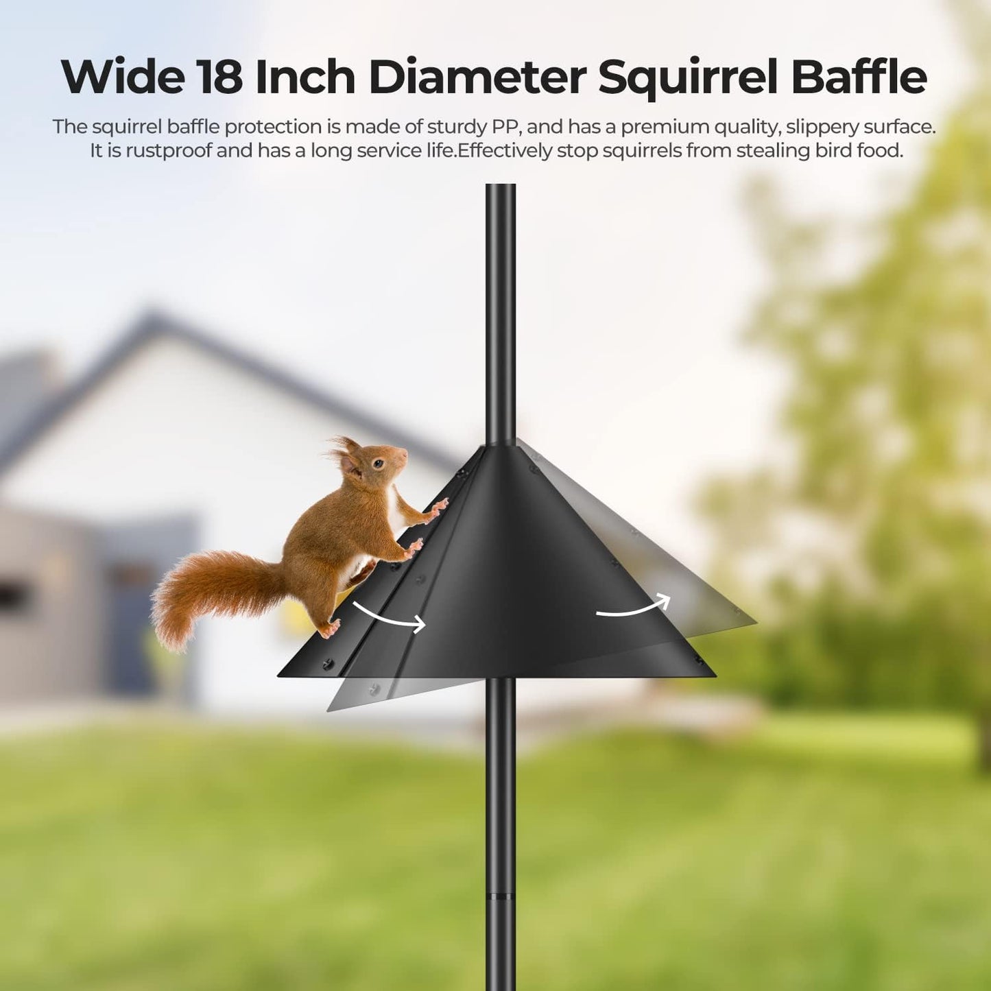 Flanagan 92 Inch Bird House Pole Mount Kit, Adjustable Heavy Duty Feeder Pole for Outdoors, Feeding Station With Squirrel Proof Baffle for Watching (House Not Included)