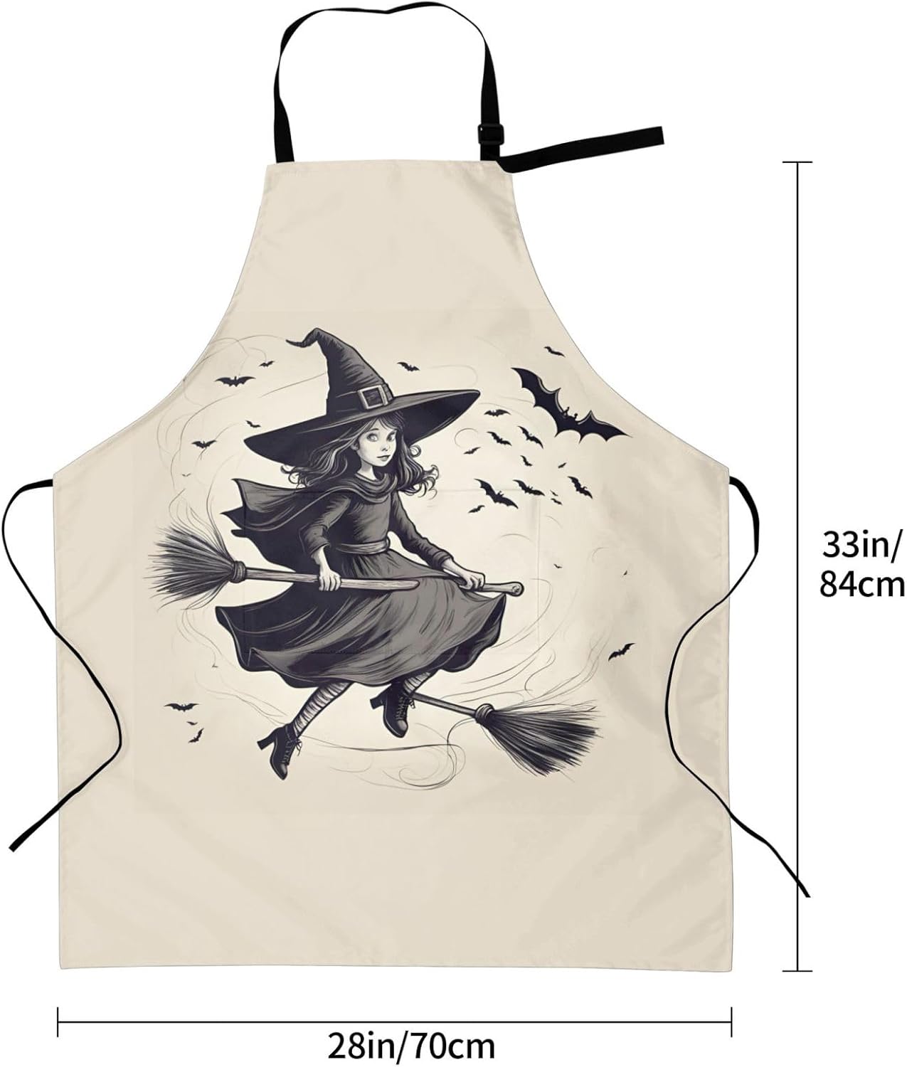 Halloween Witch Flying 1 print Waterproof chef's apron with pocket apron for kitchen cooking baking barbecue and gardening