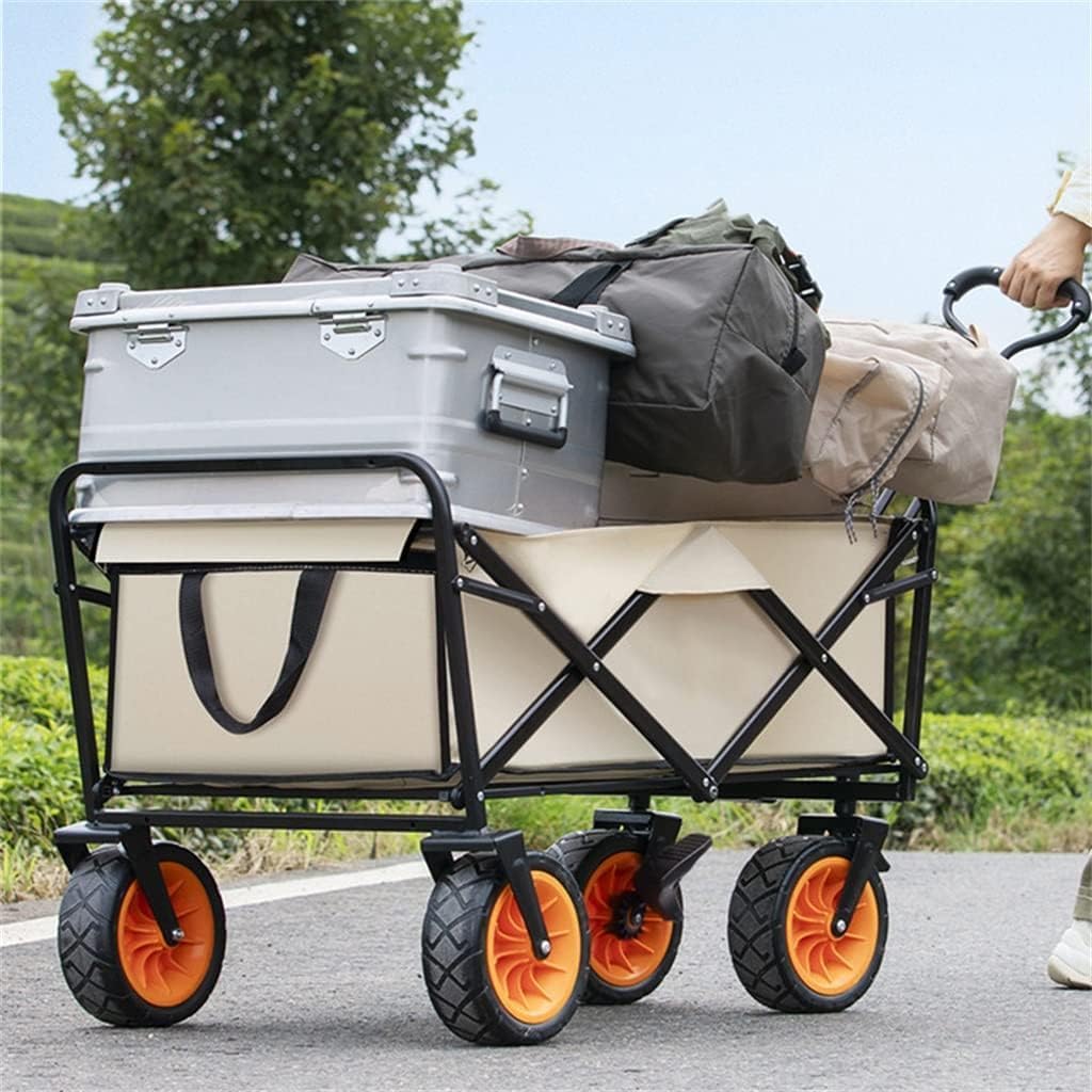 Garden Utility Wagon - 8" Wheels, Portable Folding Camping Cart for Beach, Sports, and Gardening - Heavy Duty Hand Truck, 150kg Capacity, All-Purpose Outdoor Trolley