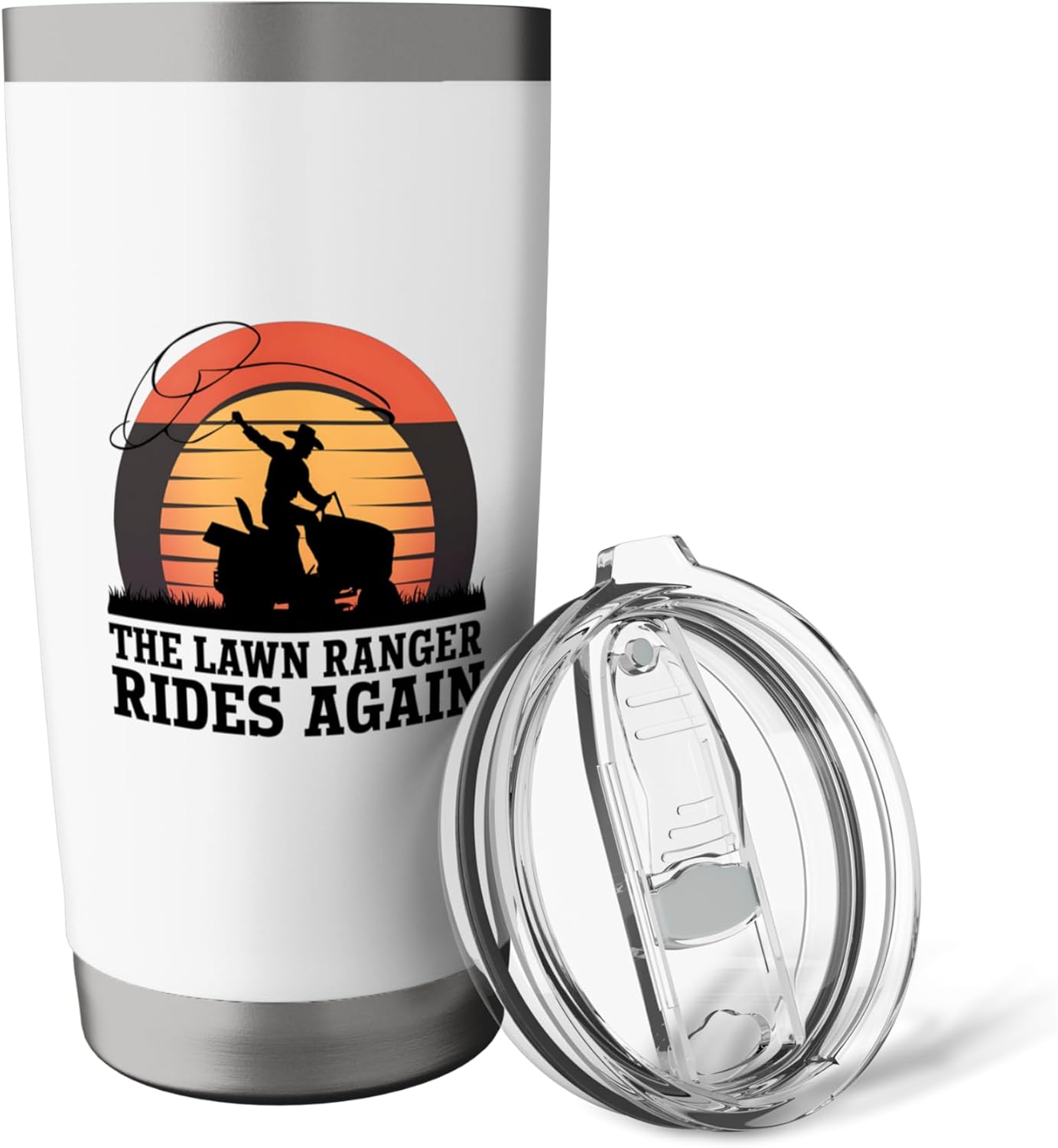 The Lawn Ranger Rides Again Funny Lawn Care Stainless Steel Insulated Tumbler
