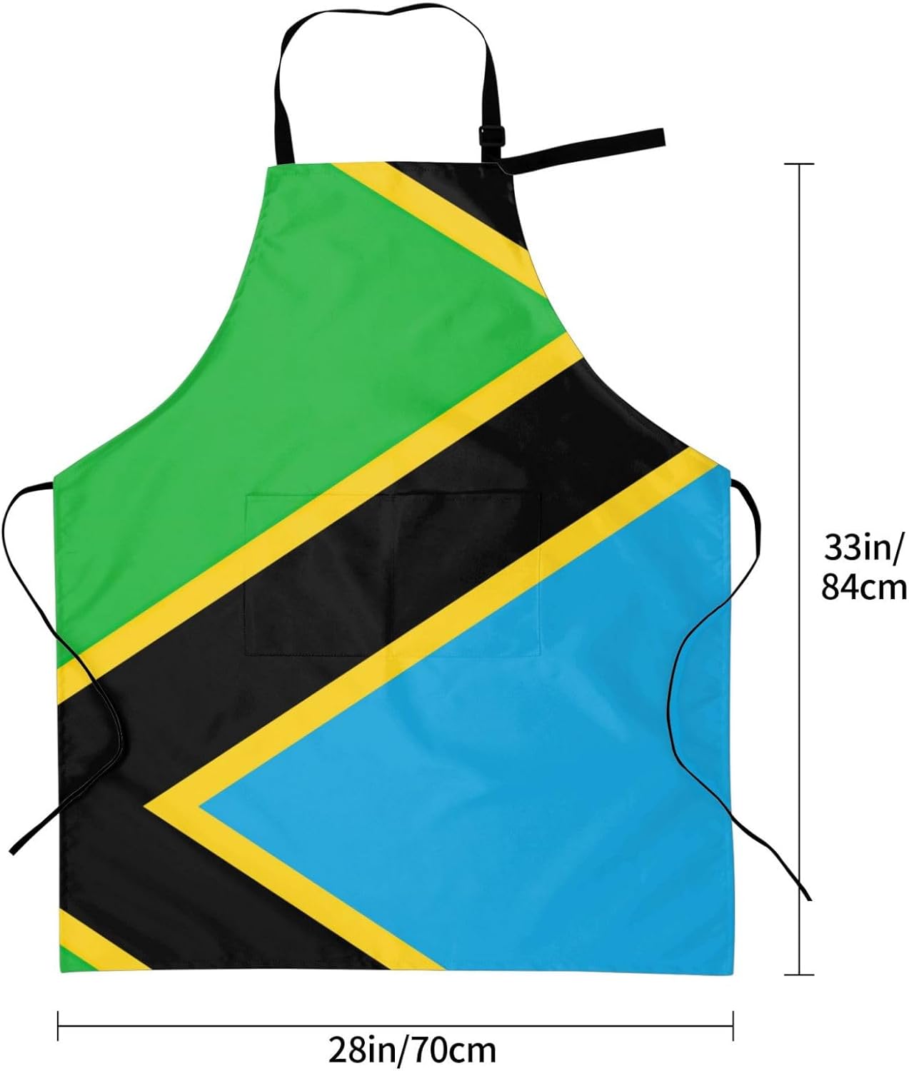 Tanzania Flag print Waterproof apron with pocket adjustable cooking ap