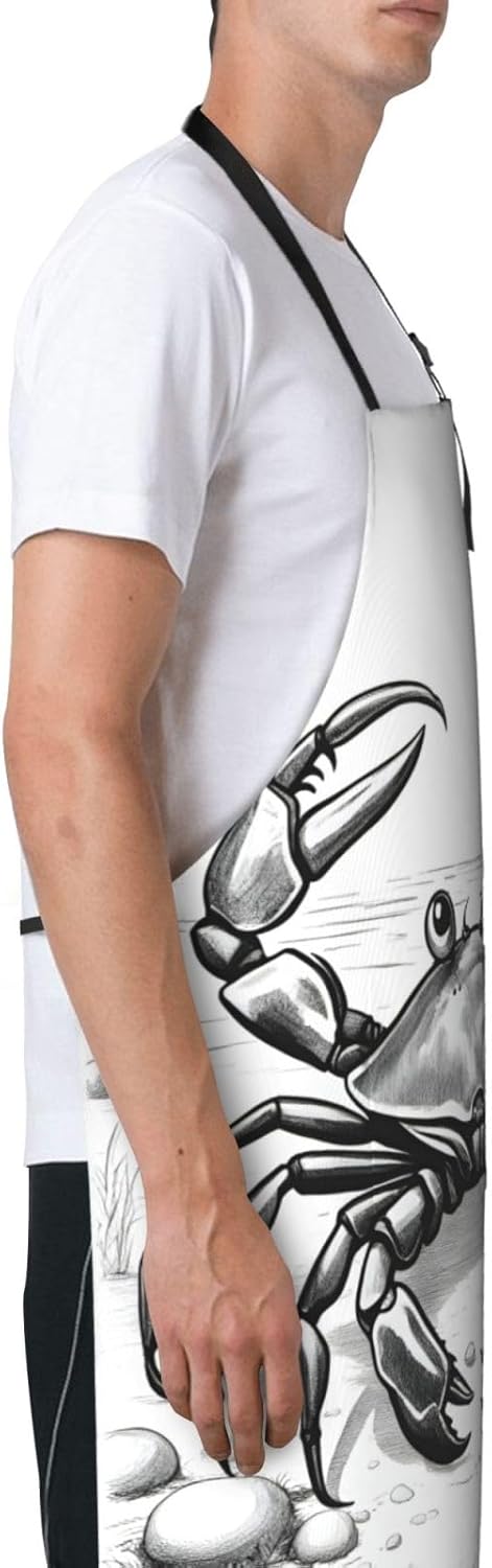 cartoon crab 1 print Waterproof chef's apron with pocket apron for kitchen cooking baking barbecue and gardening
