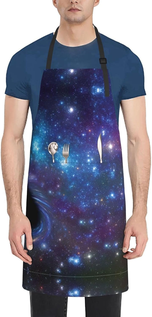 Galaxy print Waterproof apron with pocket adjustable cooking apron for adult kitchen bibs to bake