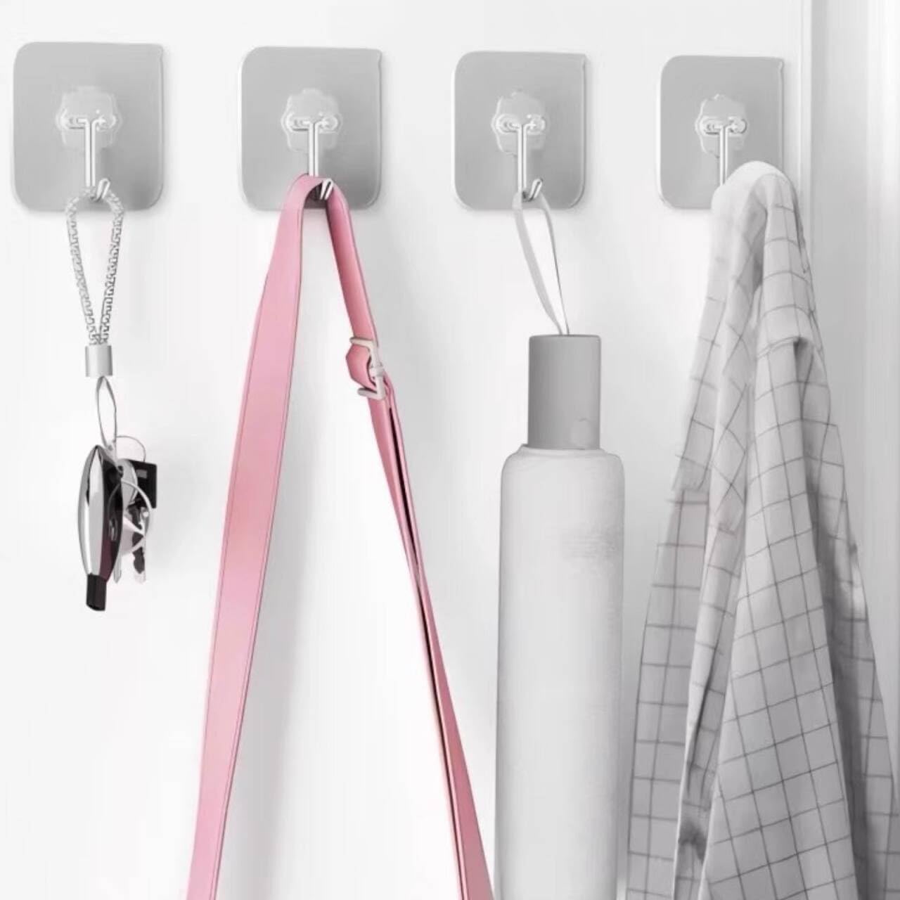 Adhesive Wall Hooks for Hanging Heavy Duty 50 lbs Large Hooks for Wall