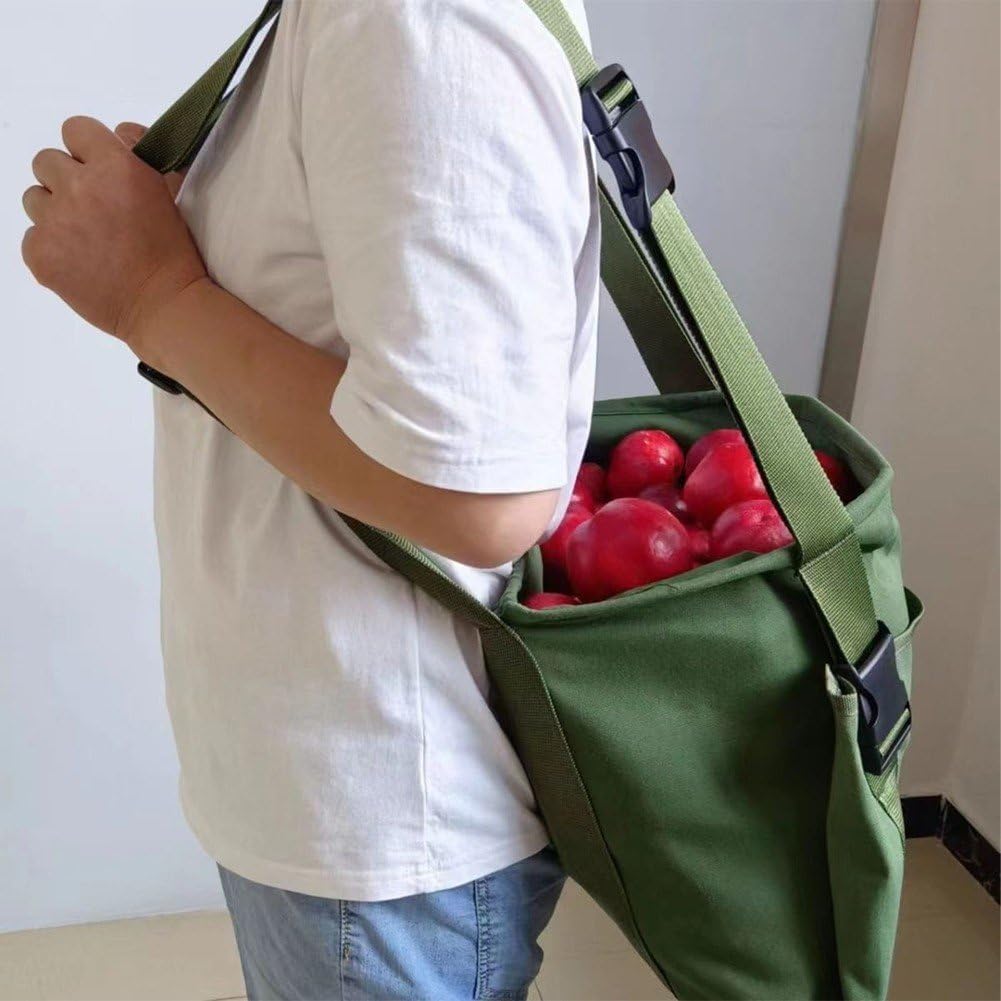 Fruit Picking Bag Harvest Apron for Garden Adjustable Vegetable Picking Bag Harvest Pouch Canvas Gathering Tote Bag