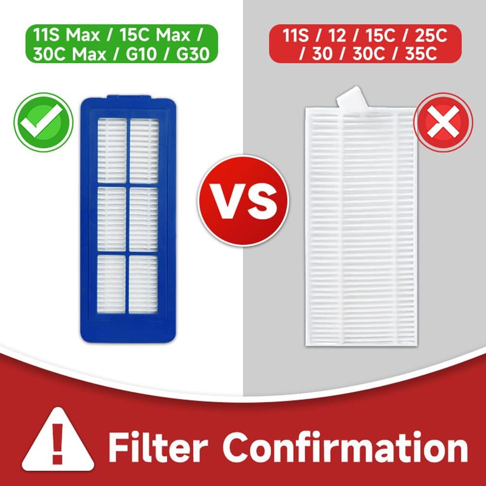Spare Accessories Compatible for eufy 11S Max, 30C Max, 15C Max, G32 Pro, Robotic Vacuum Replacements: 1 Roller Brush 6 Side Brushes 5 Unibody Filter 𝙉𝙊𝙏 𝙛𝙤𝙧 𝟏𝟏𝐒 or 𝗚𝟯𝟬
