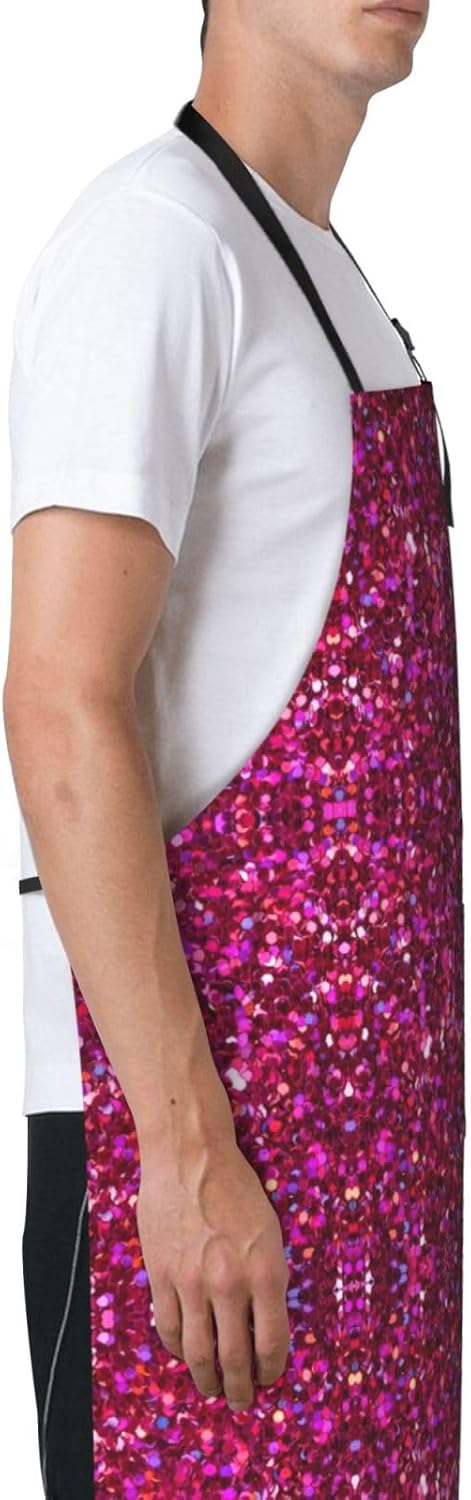Glitter pattern print Waterproof apron with pocket adjustable cooking apron for adult kitchen bibs to bake