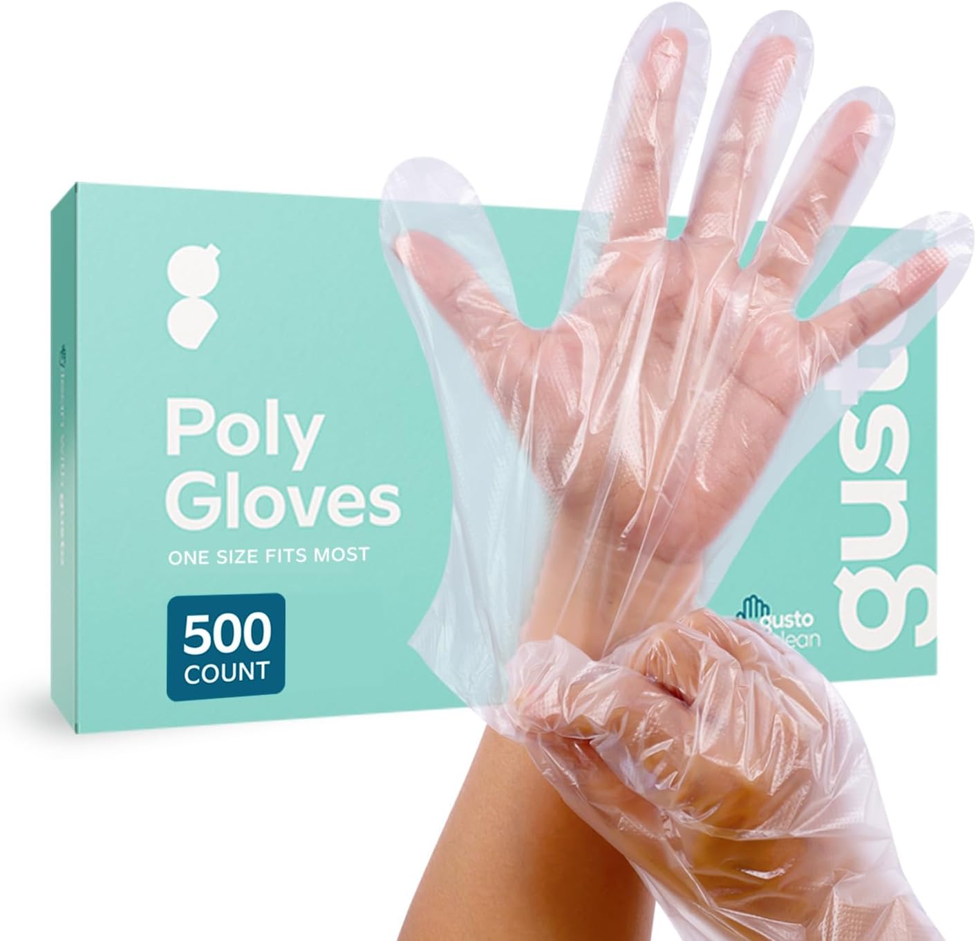 GUSTO Disposable Poly Gloves for Food Prep, Cooking & Food Service – Clear Plastic, Latex & Powder Free, One Size