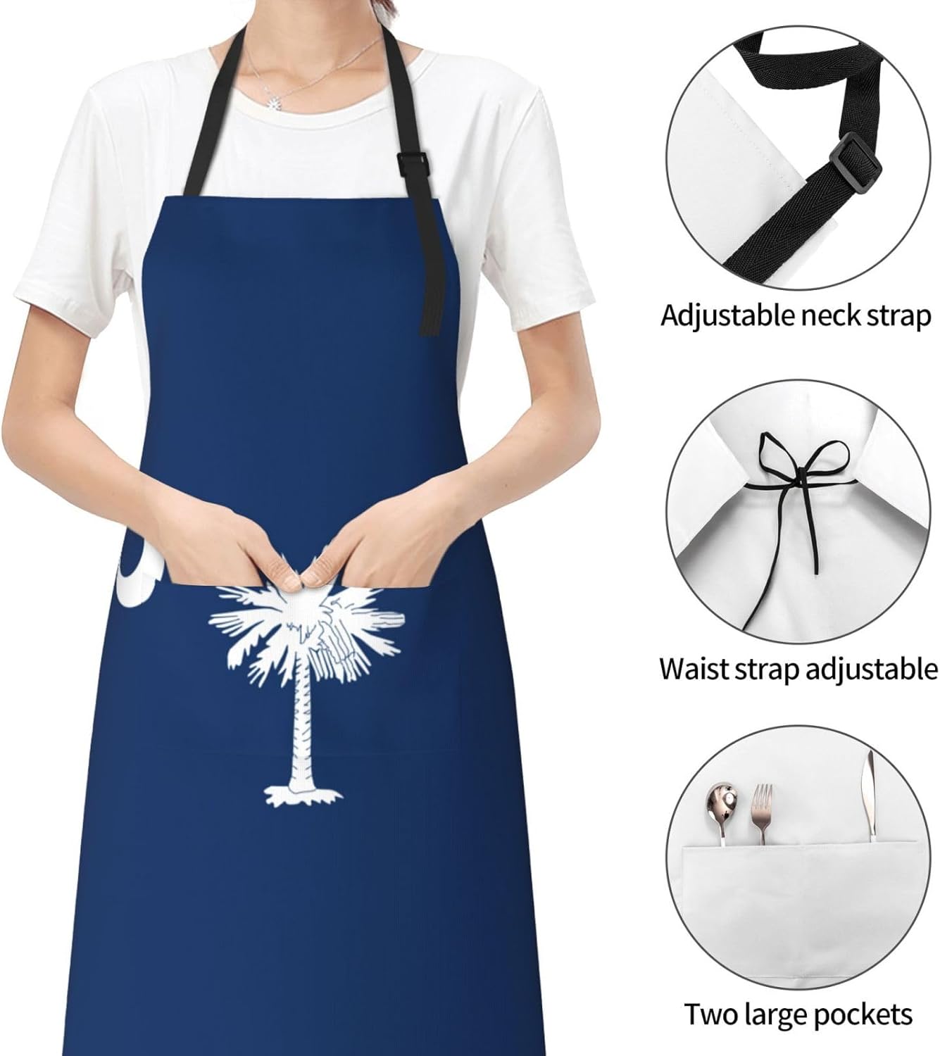 South Carolina Flag print Waterproof chef's apron with pocket apron for kitchen cooking baking barbecue and gardening