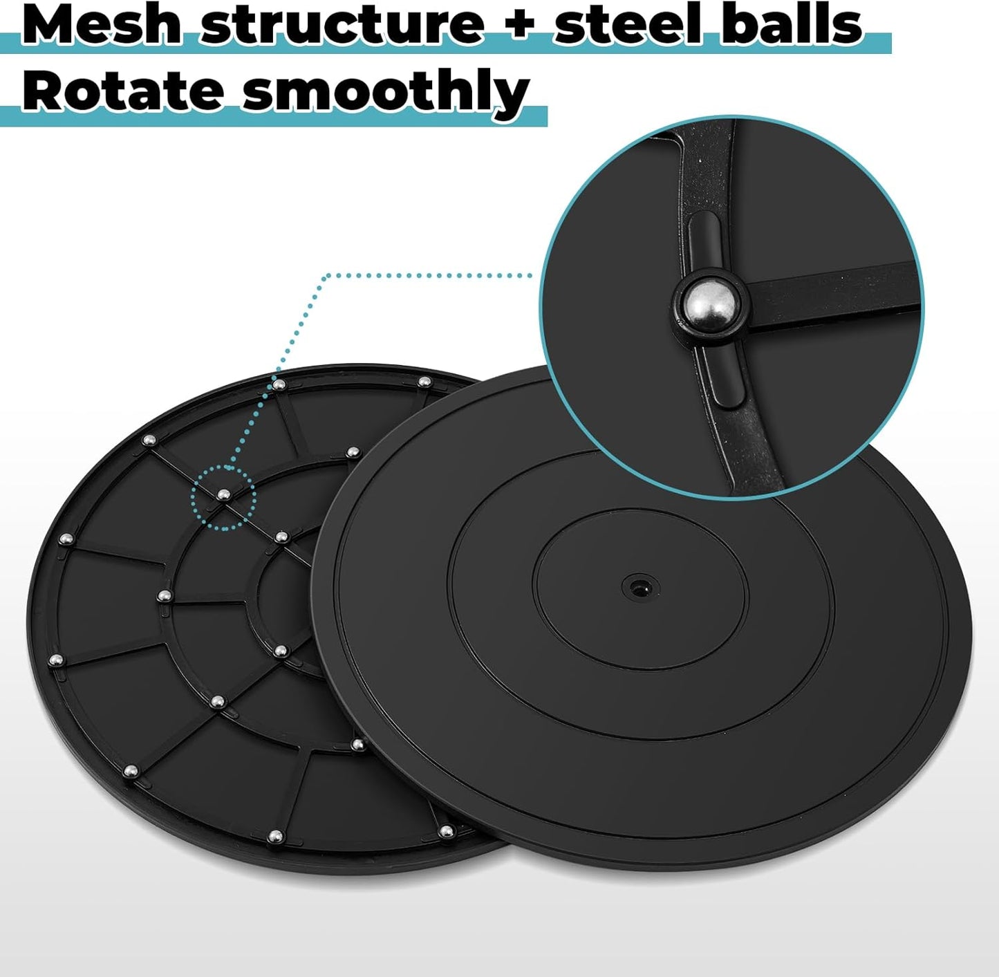 2 Pack 16 Inch Lazy Susan Turntable, 360 Degree Heavy Duty Rotating Swivel Stand with Steel Ball Bearings, Flat Base for Model Base, Rotating Plants, Crafts Stand, TV, Monitors