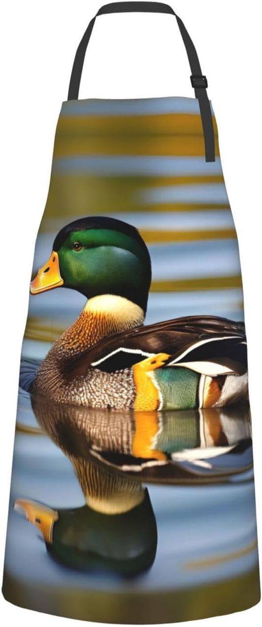 mallard duck print Waterproof apron with pocket adjustable cooking apron for adult kitchen bibs to bake