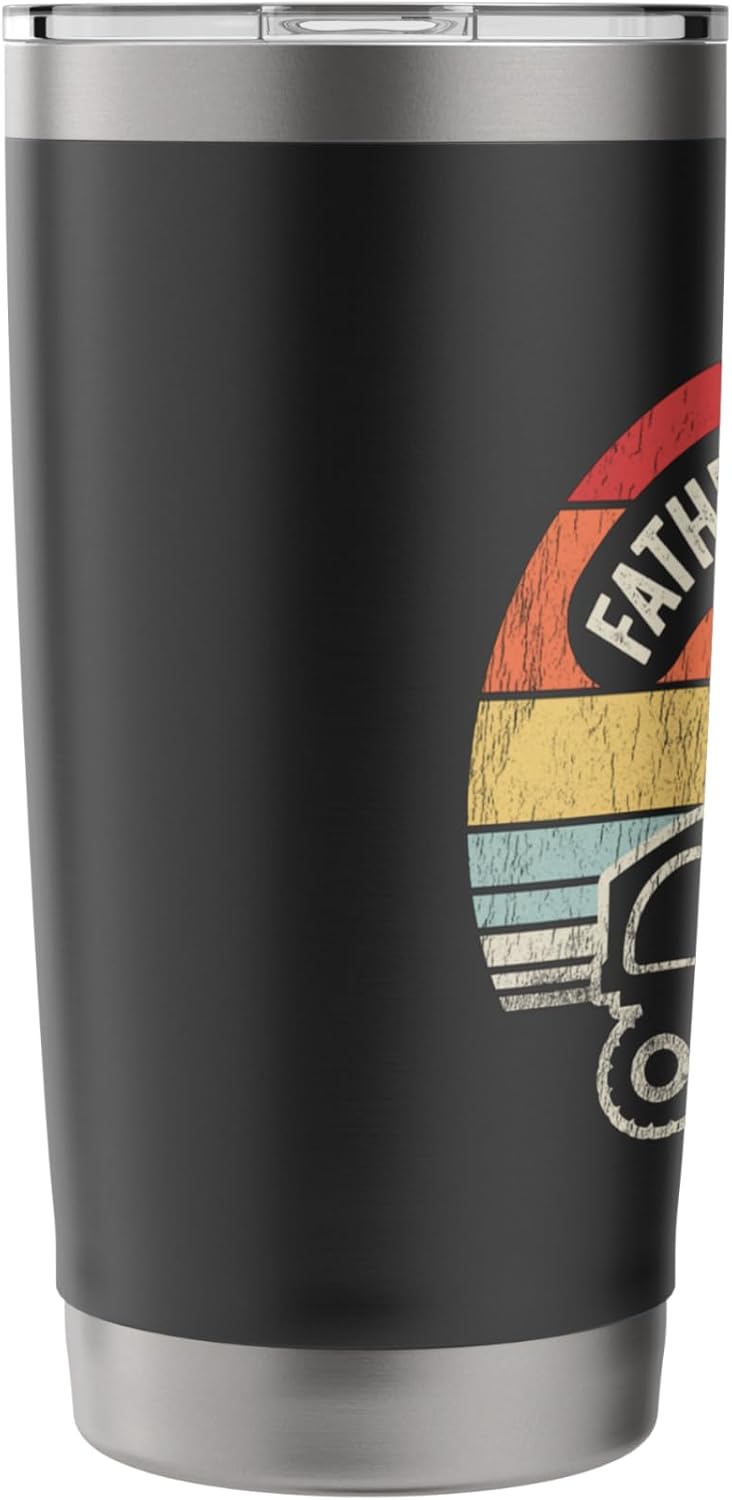 Father Mows Best Retro Lawn Mower Humor Stainless Steel Insulated Tumbler