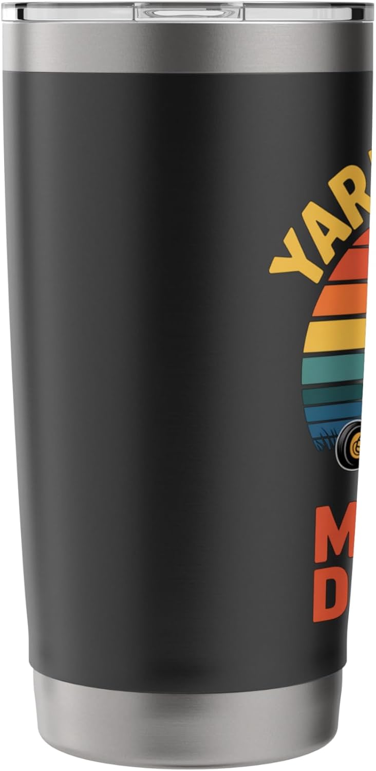 Yard Patrol Mowing Division Funny Lawn Mower Dad Humor Joke Stainless Steel Insulated Tumbler