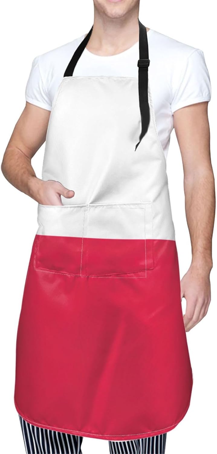 Polish flag print Waterproof apron with pocket adjustable cooking apron for adult kitchen bibs to bake
