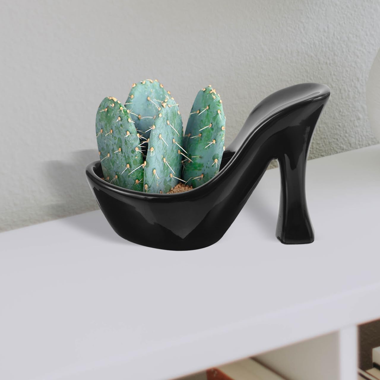 Ceramic High Heel Succulent Flower Pot Abstract Planter Vase Home Decor Table Accent 5.16X3.46X2.16 Inch
